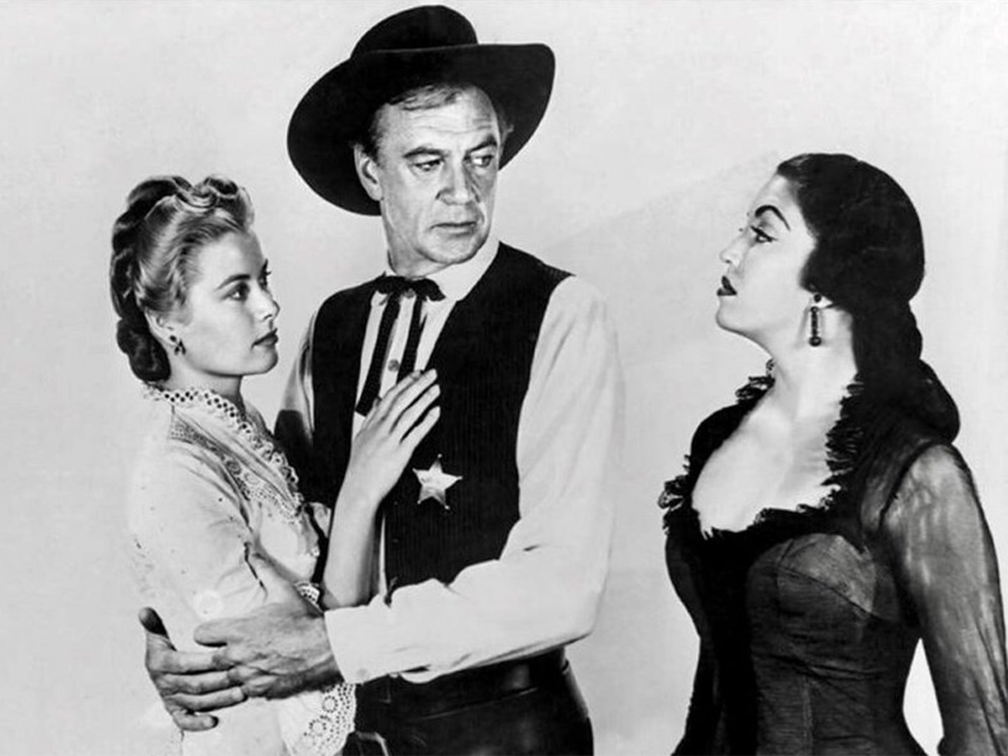 Grace Kelly, Gary Cooper & Katy Jurado in a publicity shot for ‘High Noon’