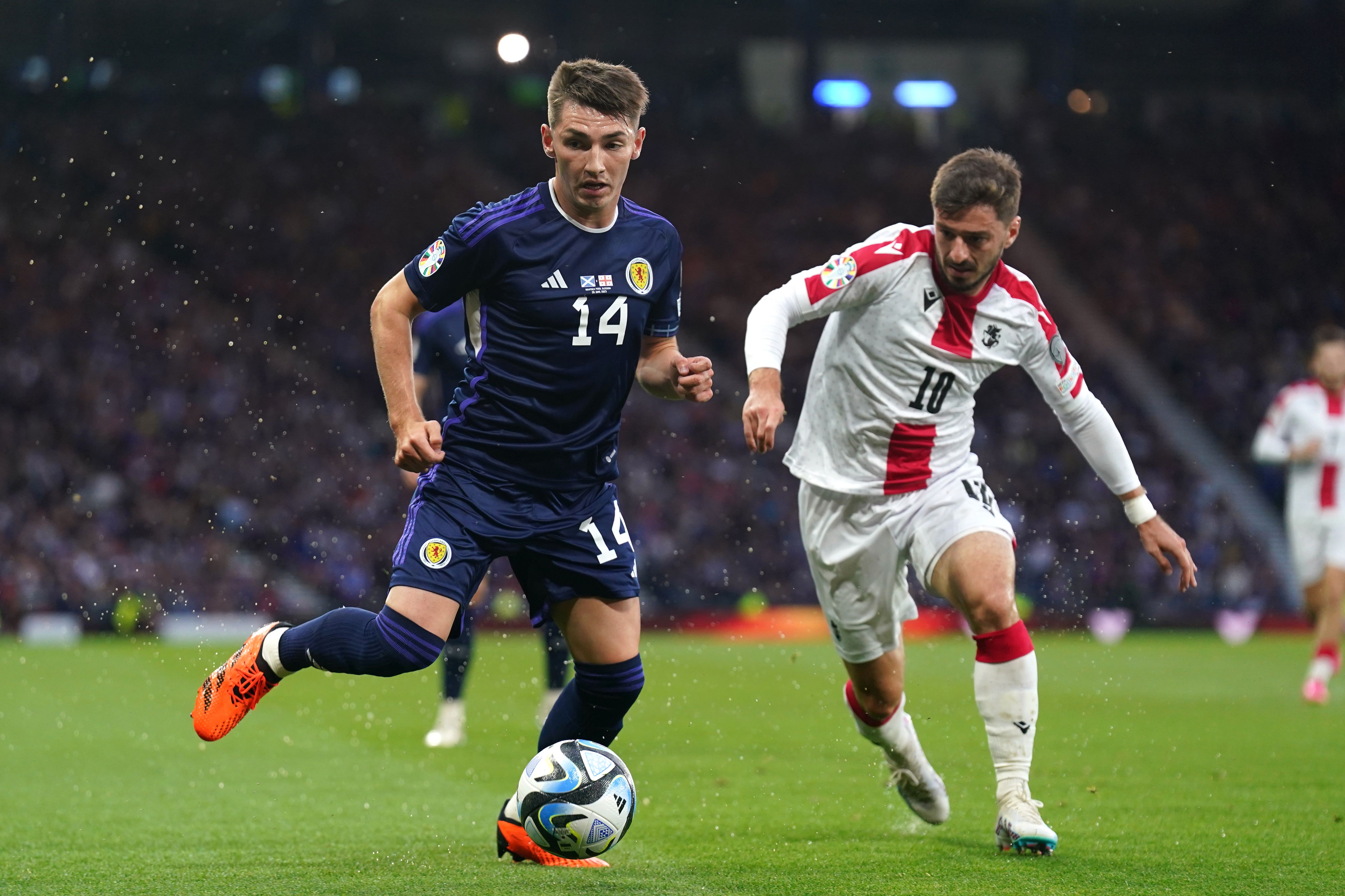 Billy Gilmour (left) won the official man-of-the-match award against Georgia (Andrew Milligan/PA)