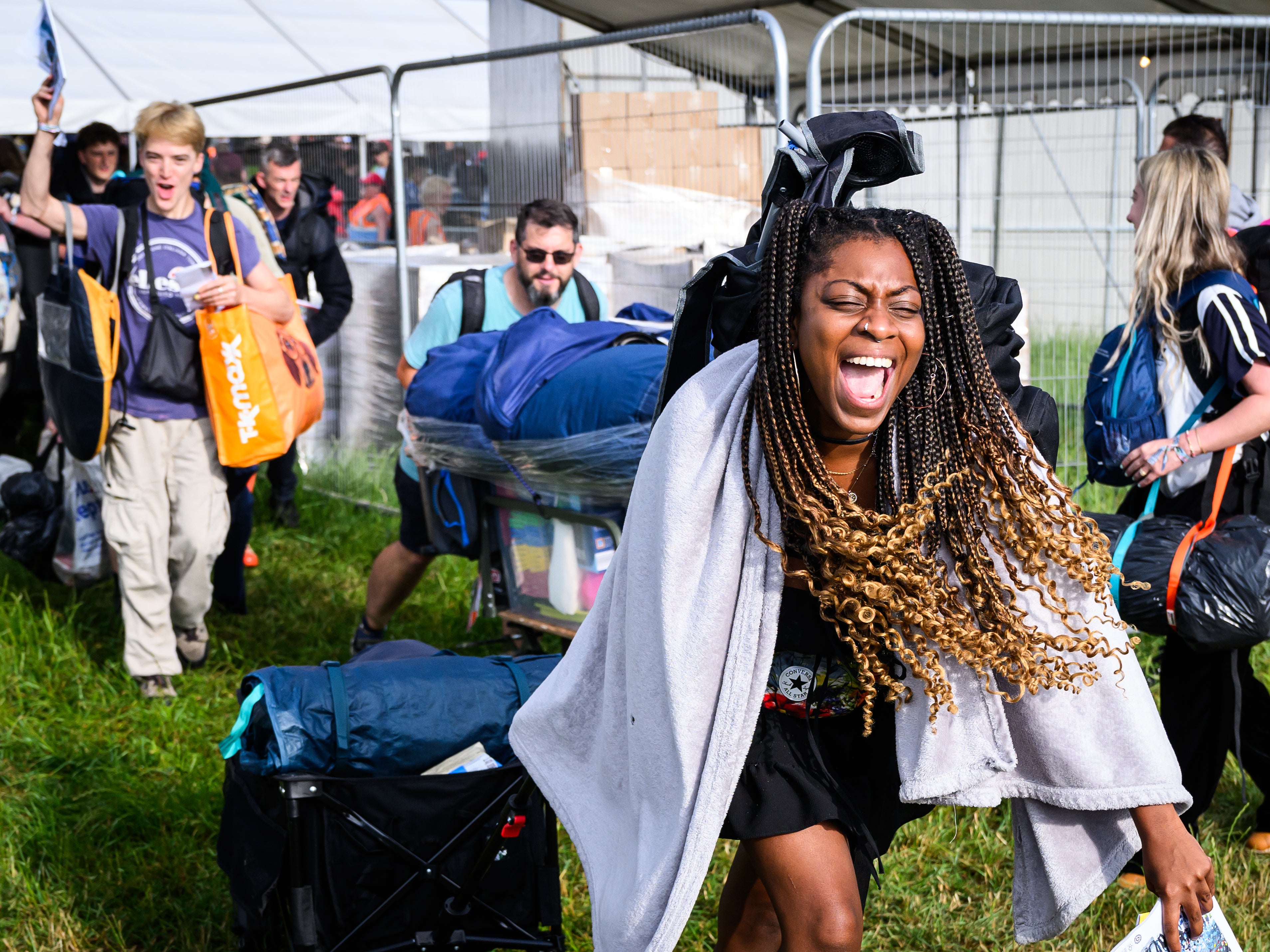 Happy people at Glastonbury