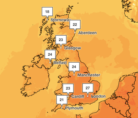 The Met Office weather forecast for last weekend saw temperatures well into the 20s