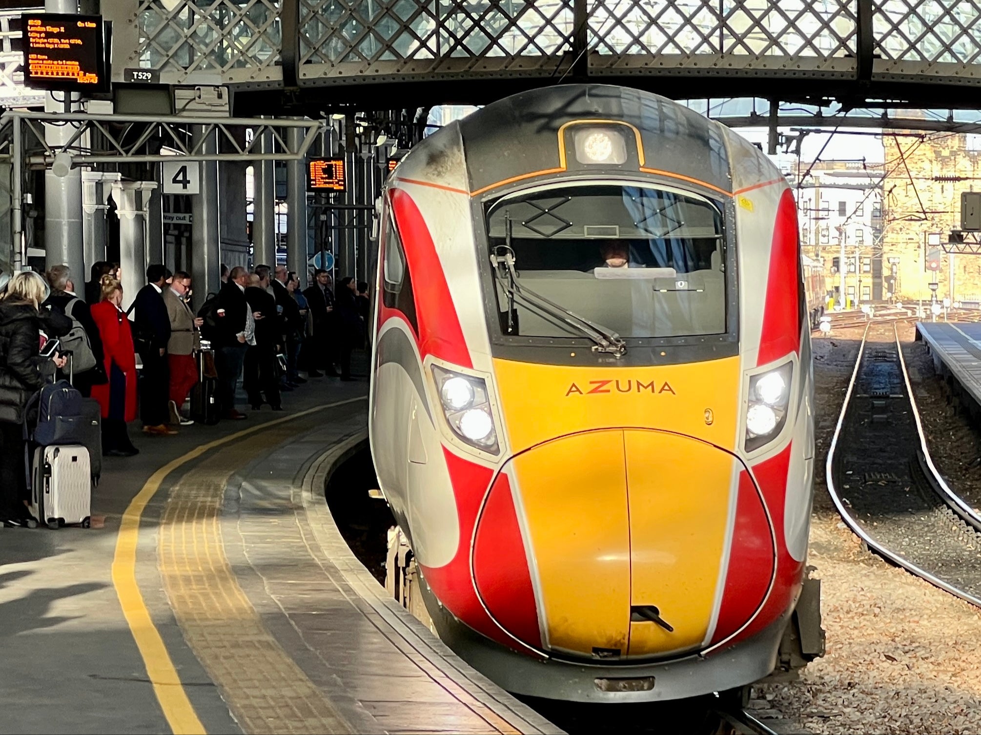 LNER train to London King’s Cross at Newcastle station – one of the routes in the ‘70min Flex’ trial