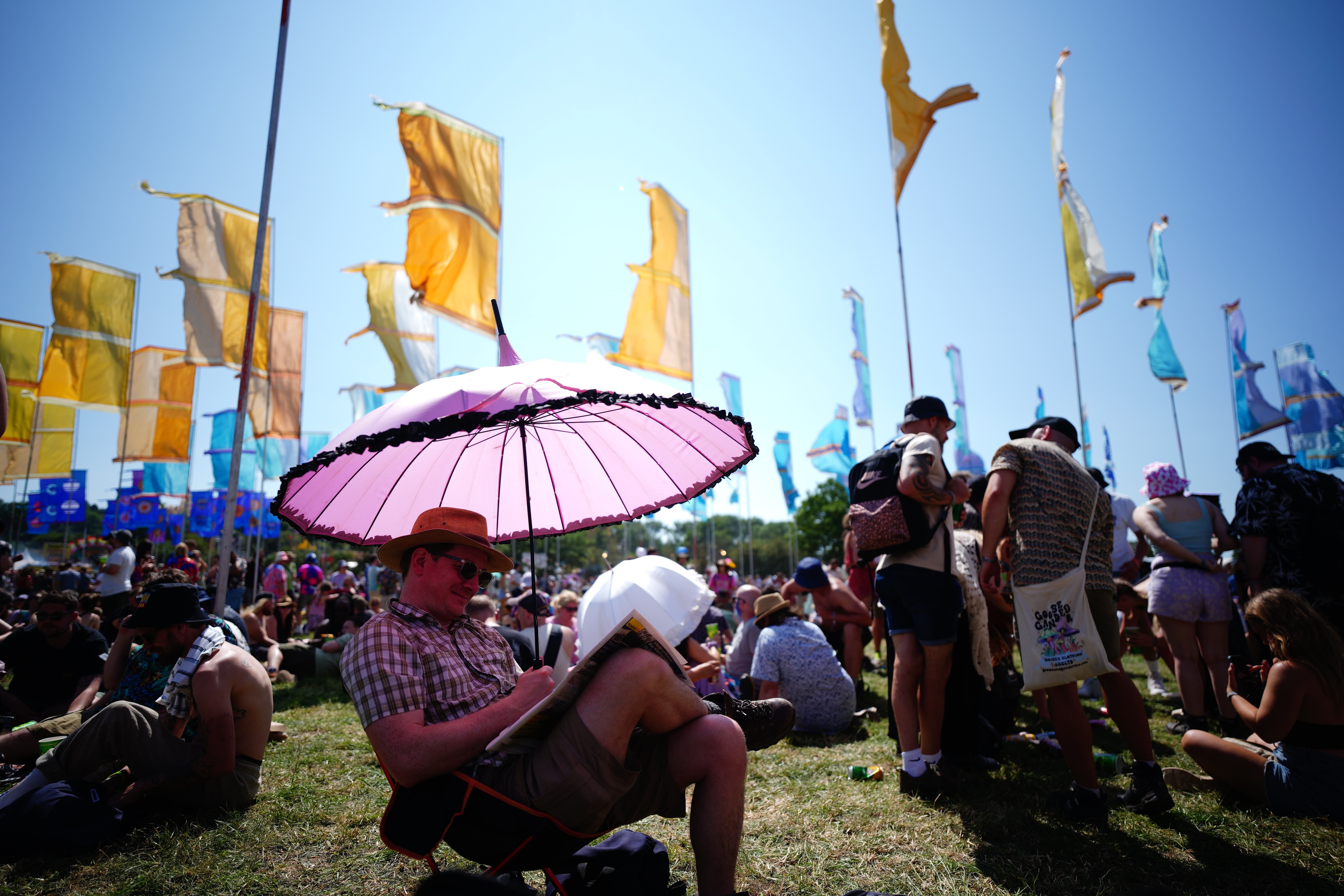 Festivalgoers at Worthy Farm in Somerset (Ben Birchall/PA)