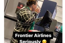 ‘Rude’ Frontier Airlines employee barks at passengers while rushing them through boarding gate