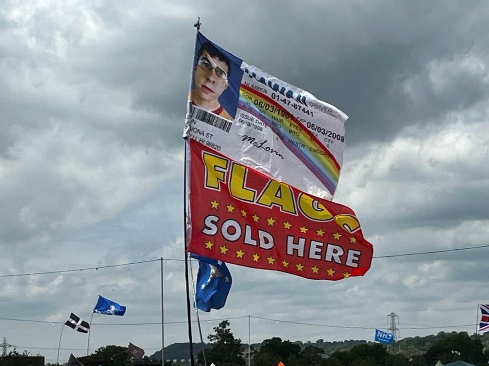 McLovin flag at Glastonbury day 3