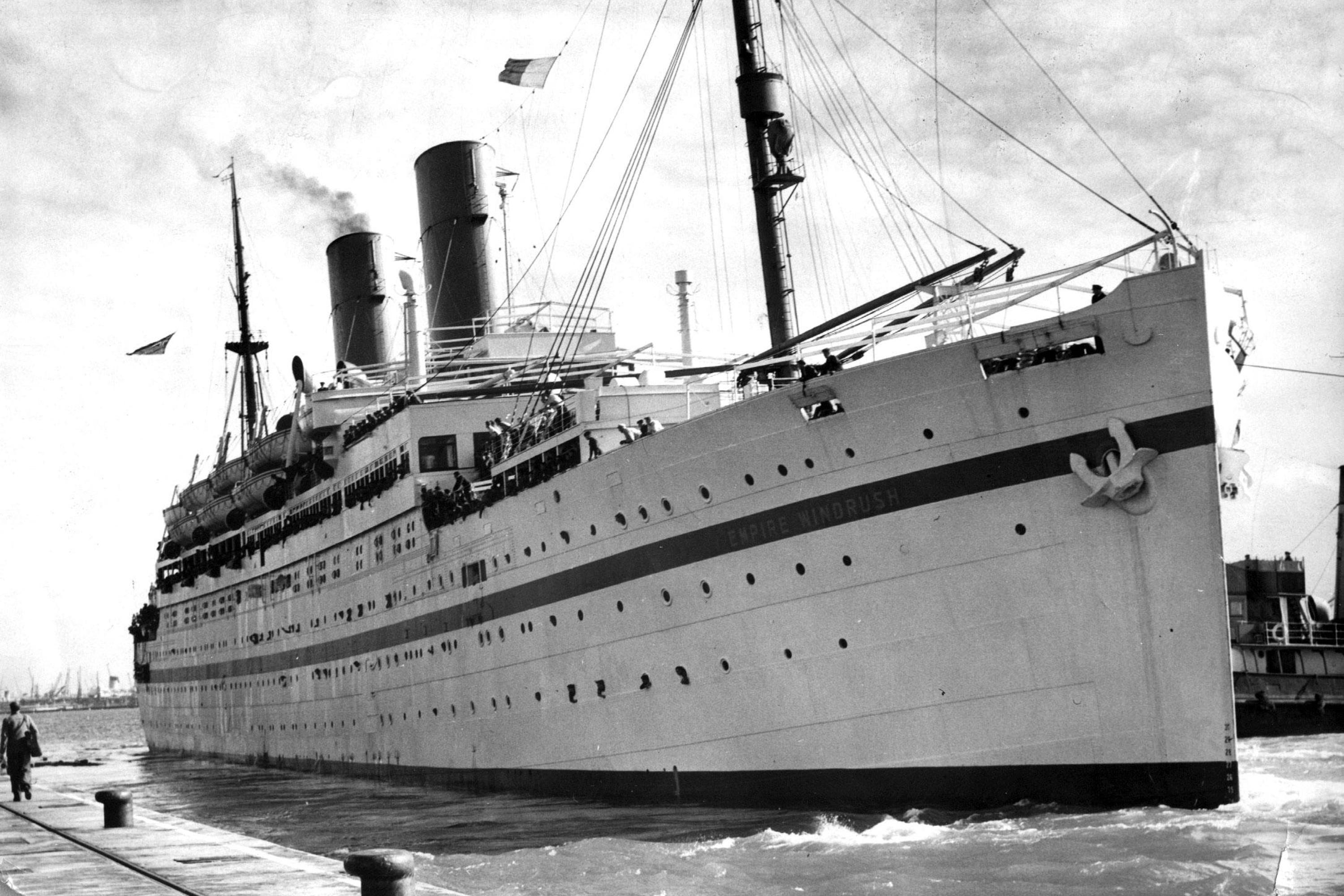 HMT Empire Windrush, docked at Southampton