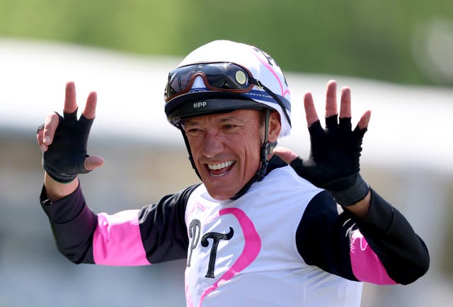 <p>Frankie Dettori celebrates his 80th Royal Ascot win  </p>