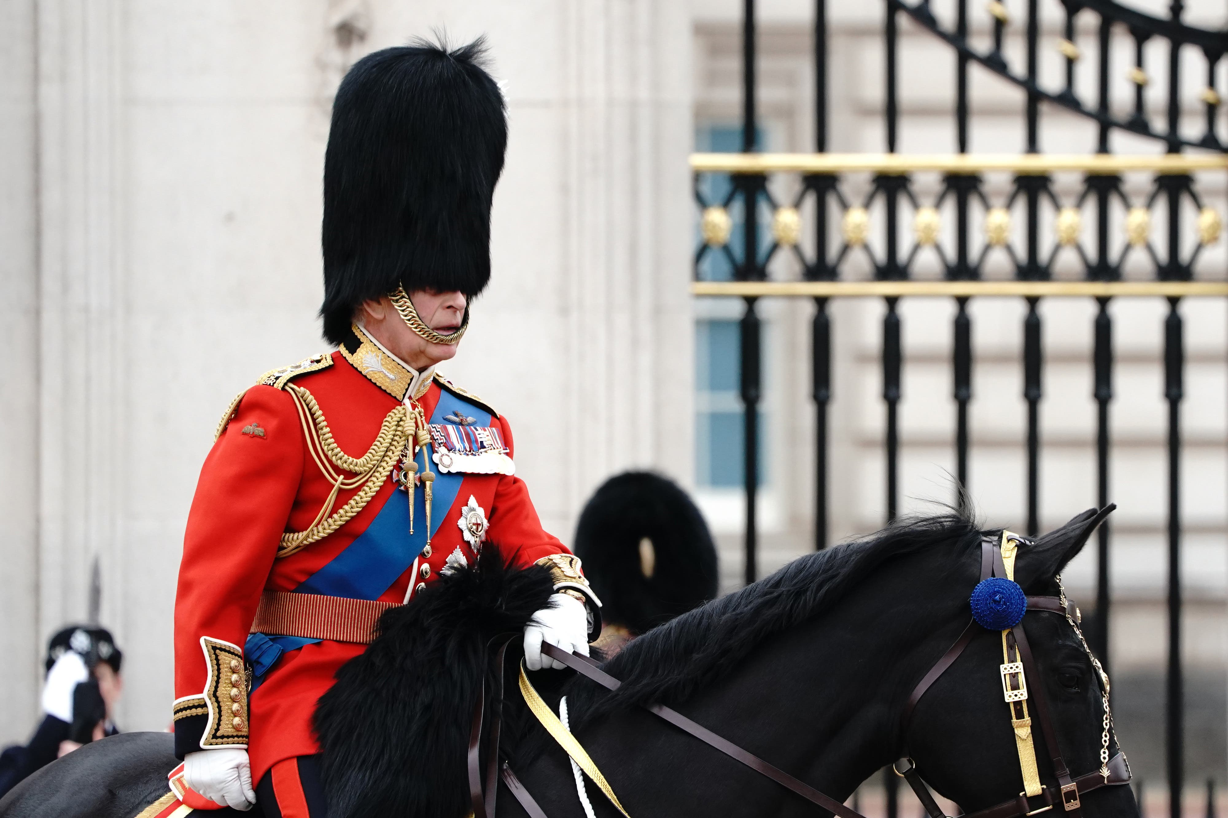 The King departs Buckingham Palace for the Trooping the Colour ceremony (Victoria Jones/PA)