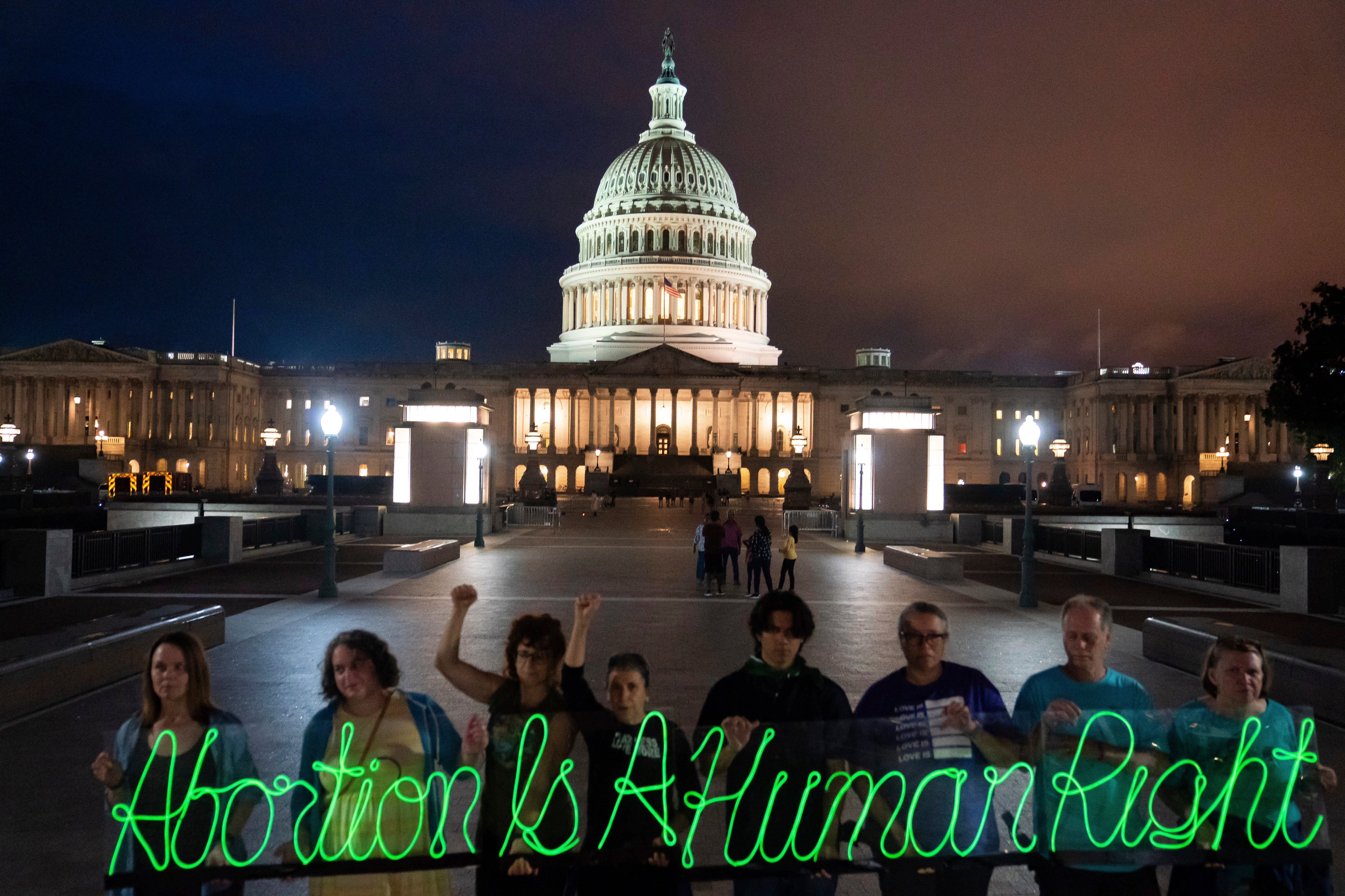 Demonstrators in Washington DC rallied for abortion rights on the eve of the one-year anniversary of the Supreme Court decision to end constitutional protections for abortion care.