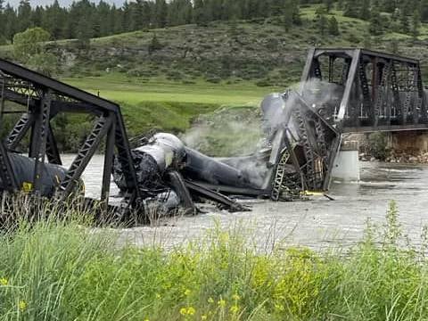 Train derails into Yellowstone River after bridge collapses