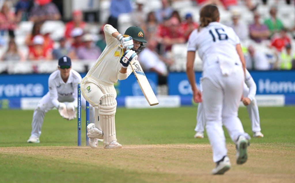 Phoebe Litchfield and Beth Mooney steered Australia to 82-0 at the close