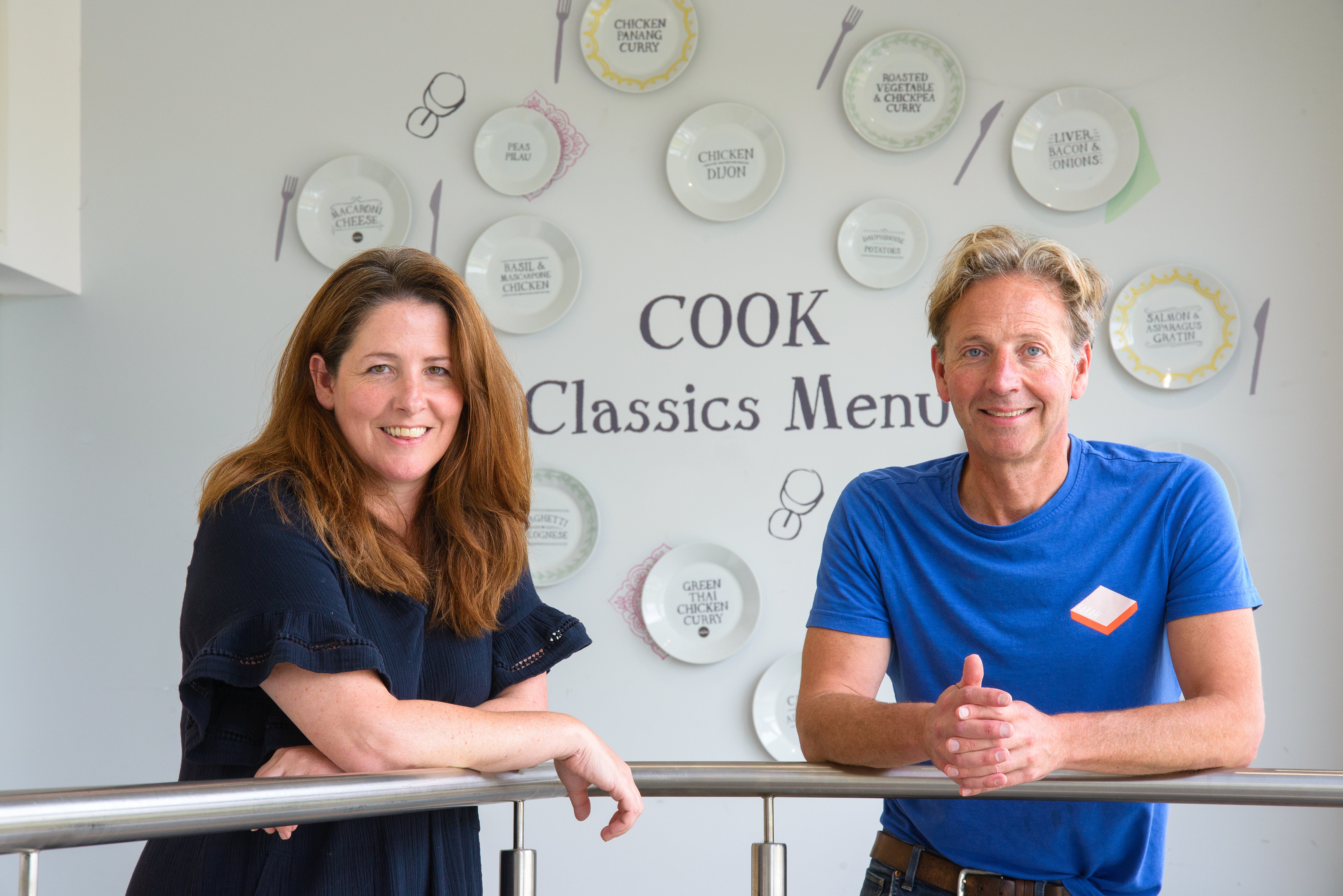 Siblings and joint CEOs of COOK, Ed Perry and Rosie Brown at their factory and offices in Sittingbourne, Kent.