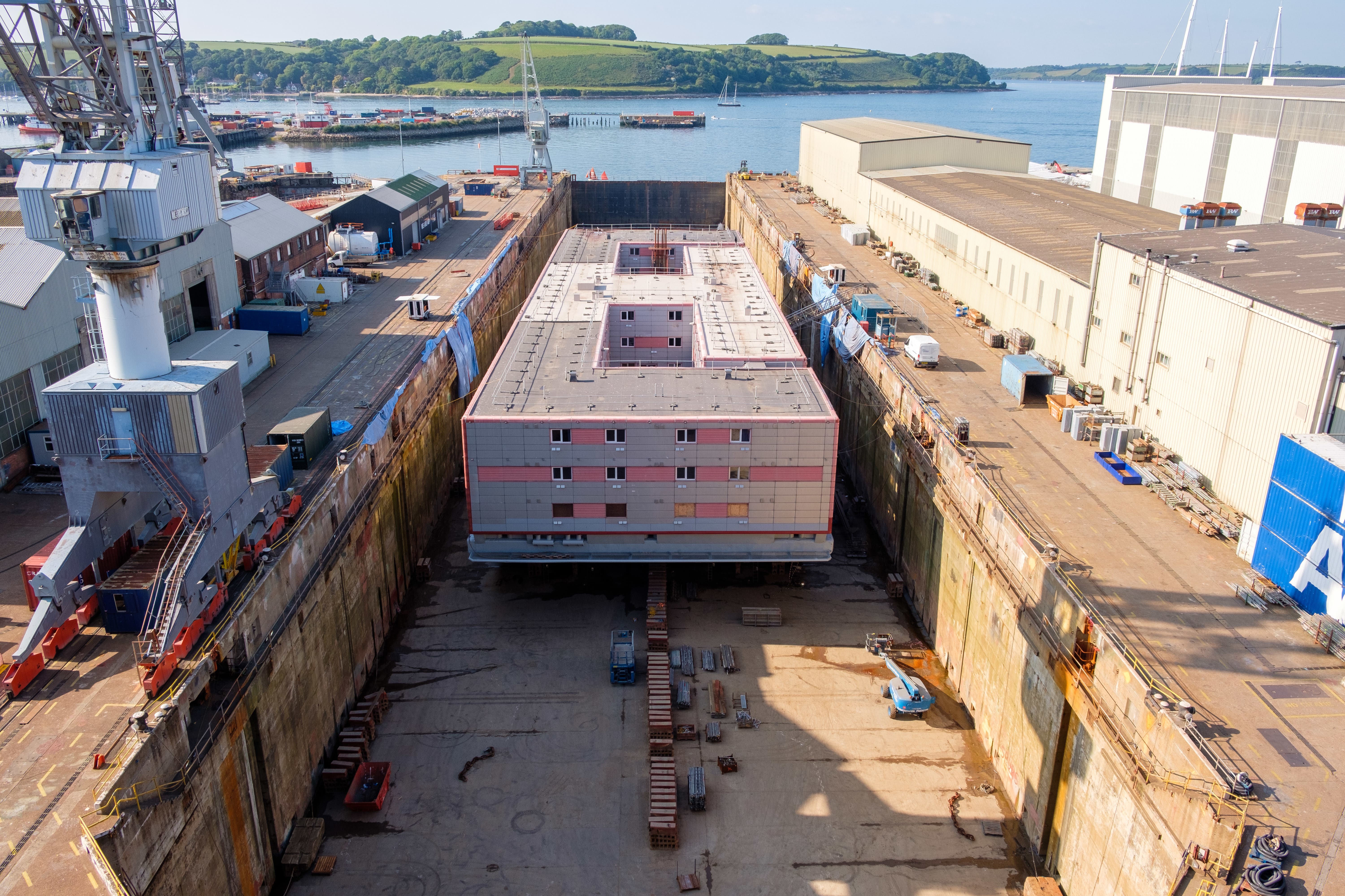 The Bibby Stockholm accommodation vessel will house around 500 people (Matt Keeble/PA)