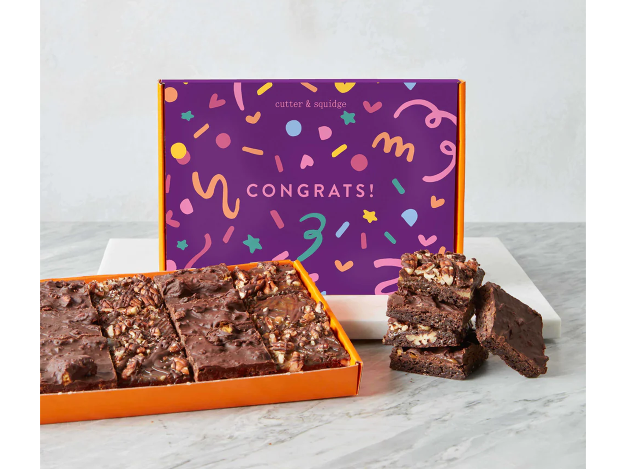 Cutter and Squidge Congratulations vegan wheat-free mini brownie box