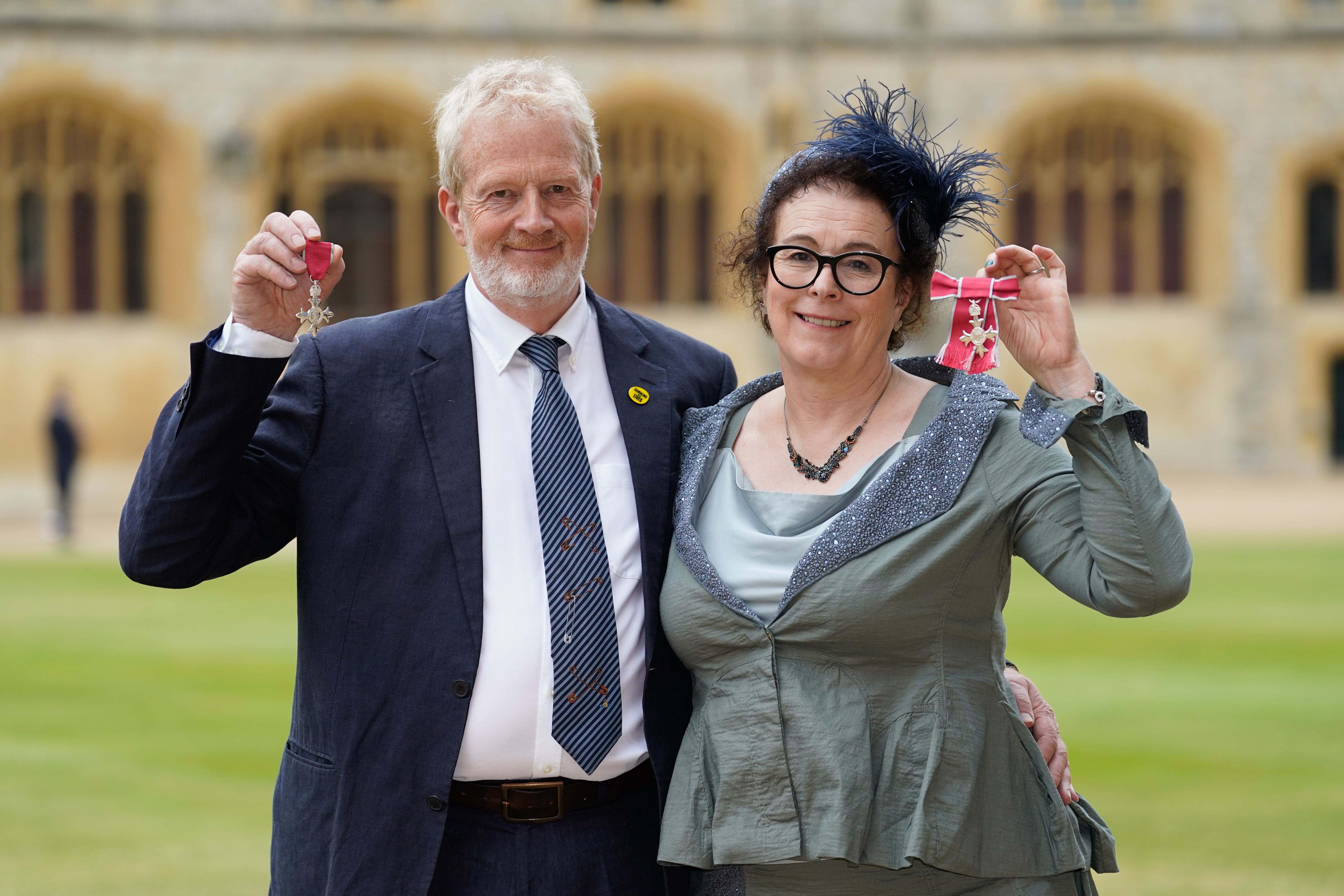 Charles and Elisabeth Ritchie after receiving their Member of the Order of the British Empire medals from the Prince of Wales during an investiture ceremony at Windsor Castle (Andrew Matthews/PA)