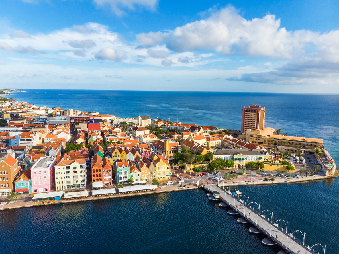 An aerial view of Willemstad, the capital of Curacao