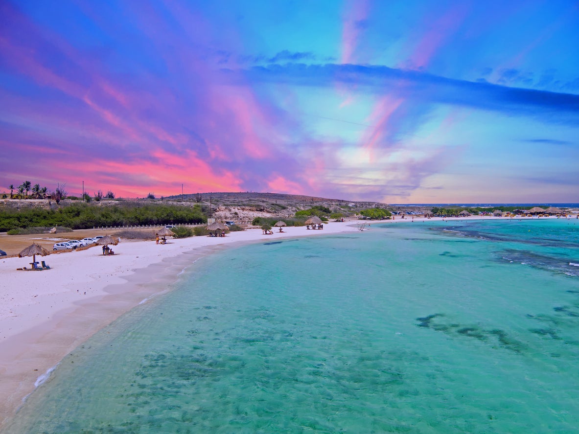 An aerial view of Aruba’s Baby Beach