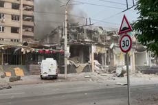 Footage shows destruction and aftermath of Russian strike on Kramatorsk restaurant