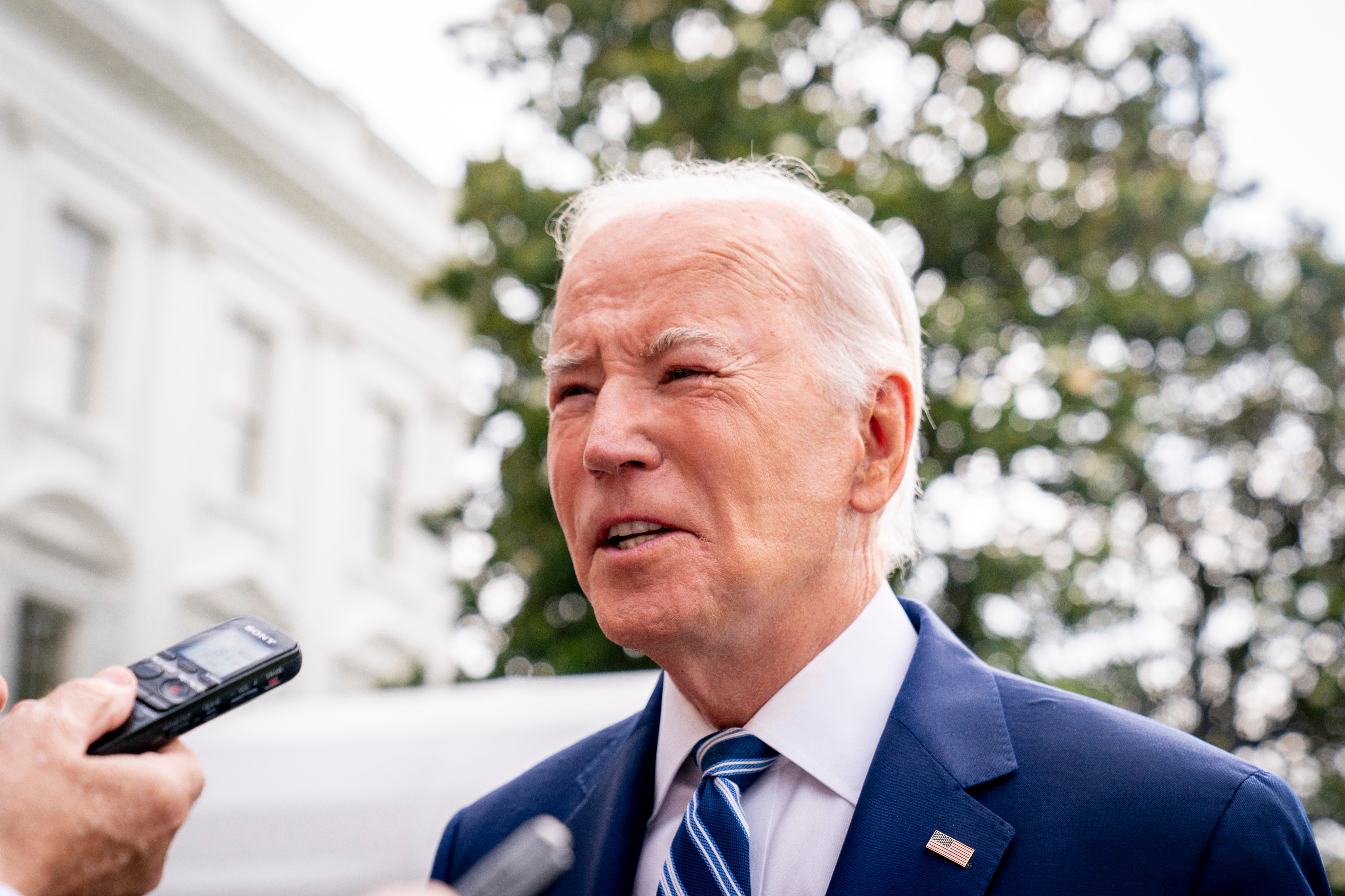 President Biden was seen with marks on his face while speaking with reporters at the White House