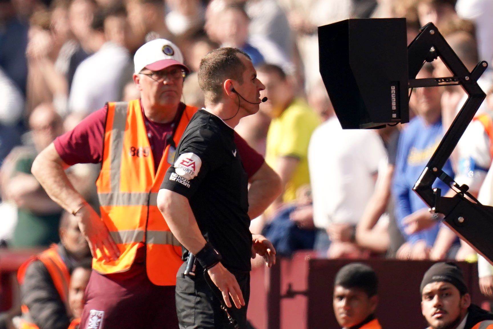 Conversations between referees and VARs should be available live to broadcasters, a leagues survey has found (Jacob King/PA)