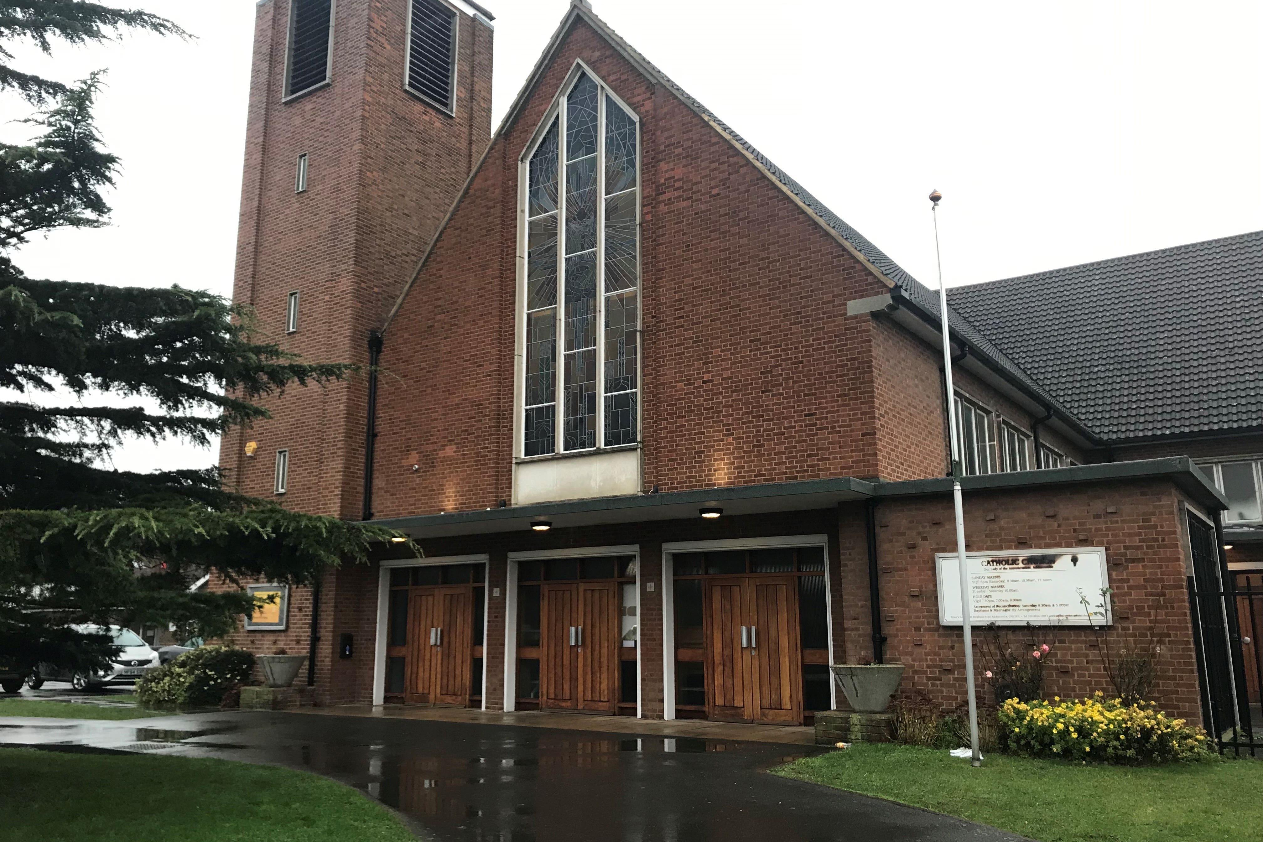 Our Lady of the Annunciation Church where a boy suffered serious burns during a school Christmas carol concert (Tom Horton/PA)