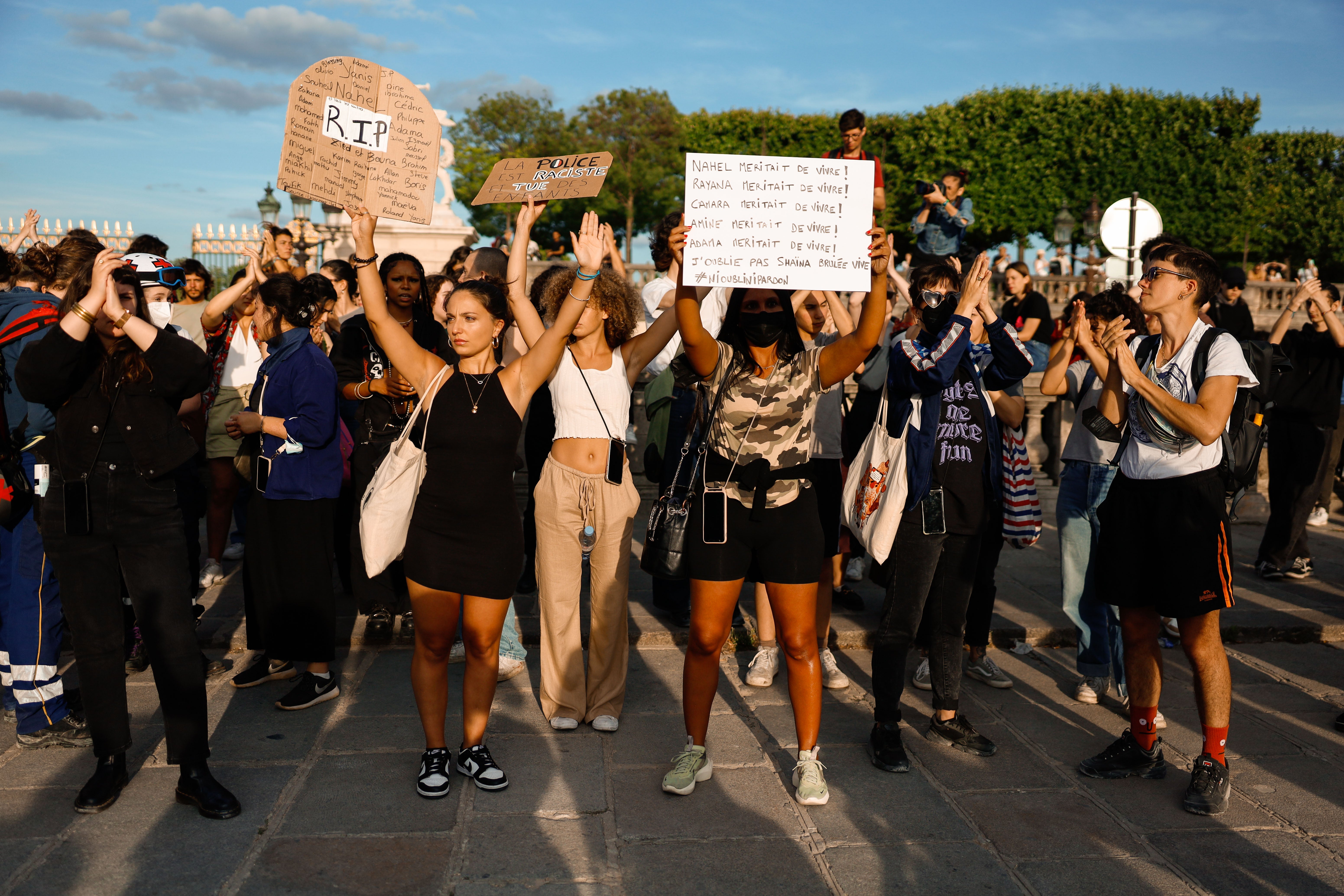 People demonstrate in Concorde, Paris amid the worst rioting France has seen in years