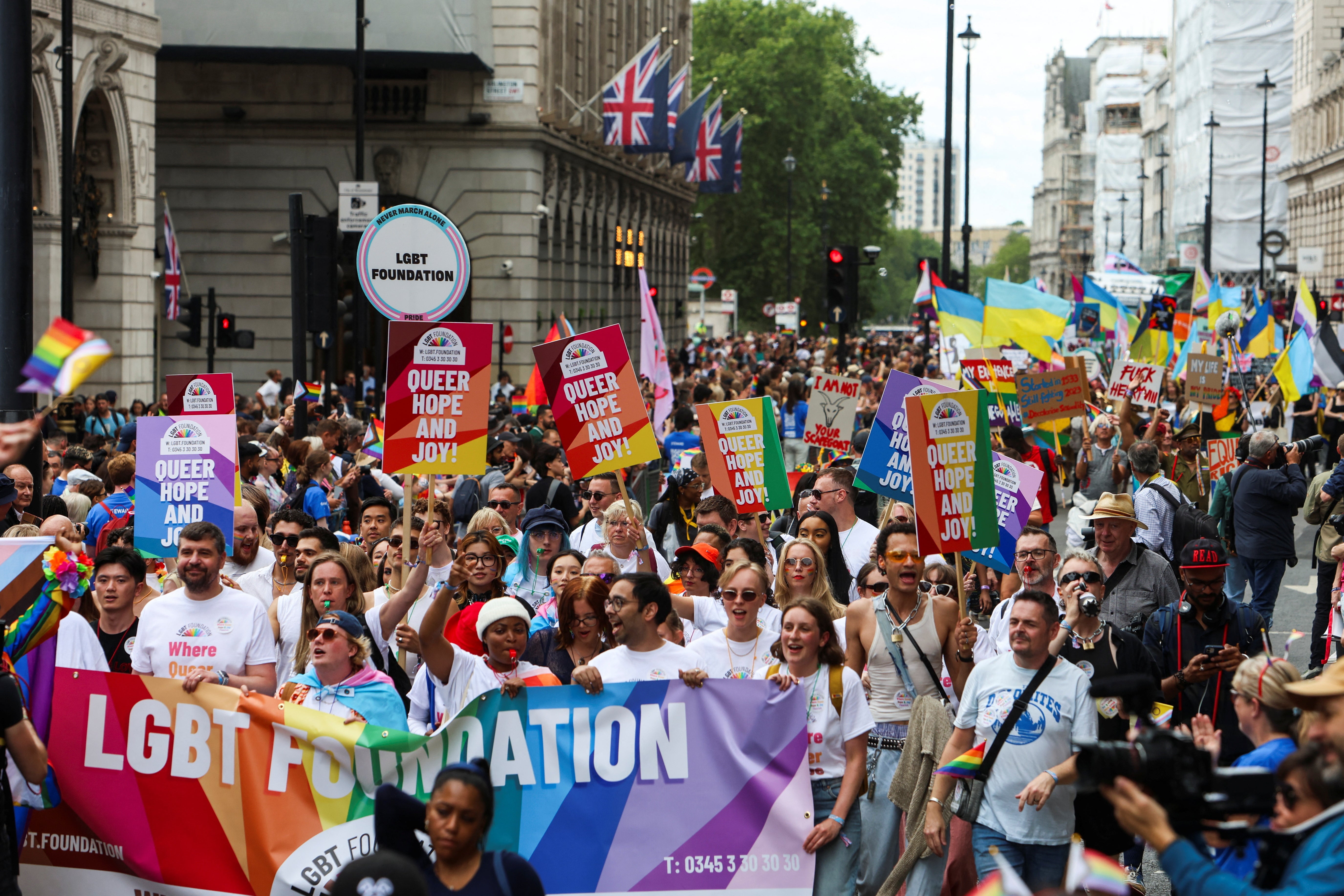 People take part in the 2023 Pride Parade in London