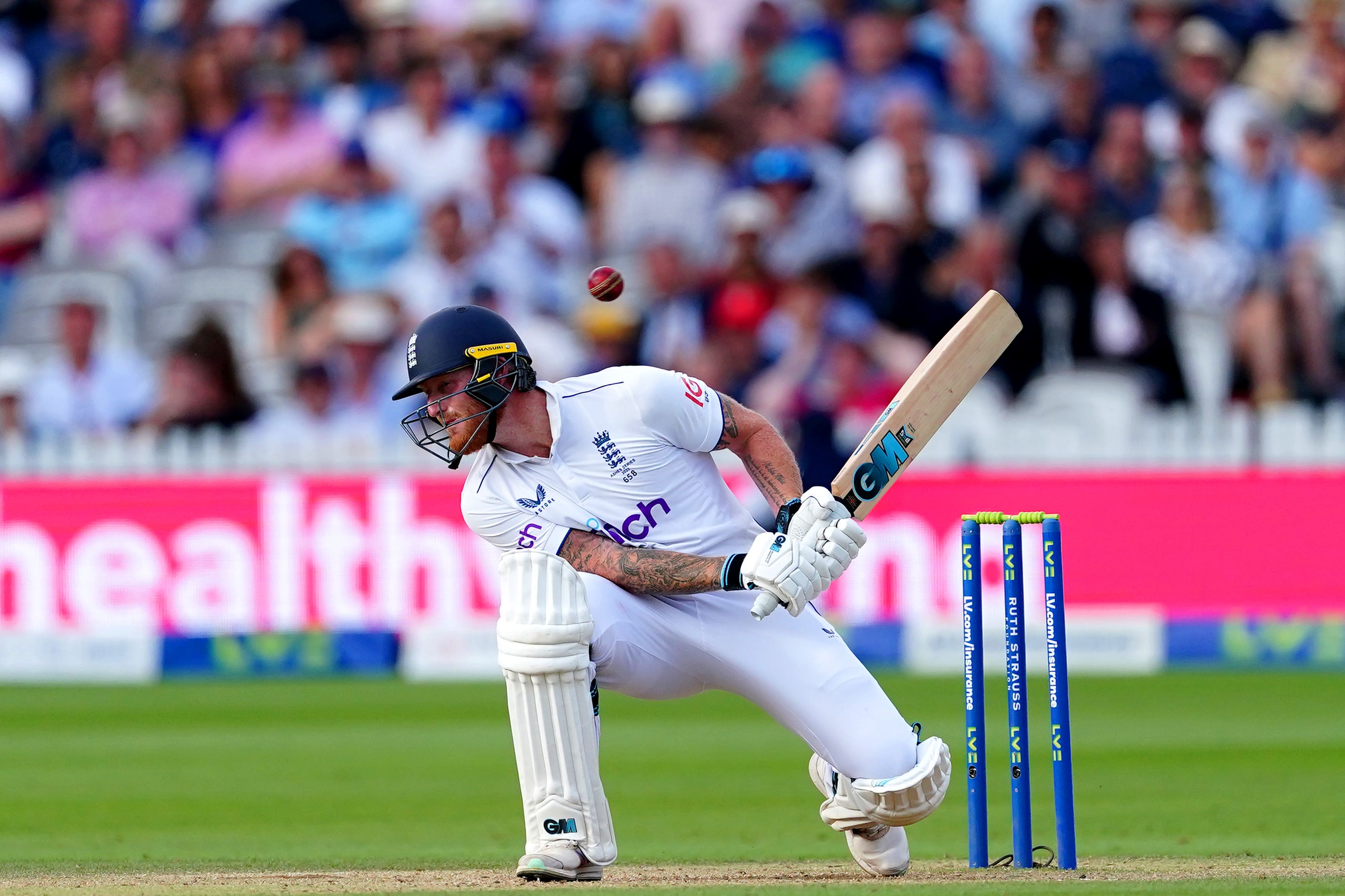 England captain Ben Stokes ducked and dived to ensure he made it to the close on day four of the second Ashes Test (Mike Egerton/PA)