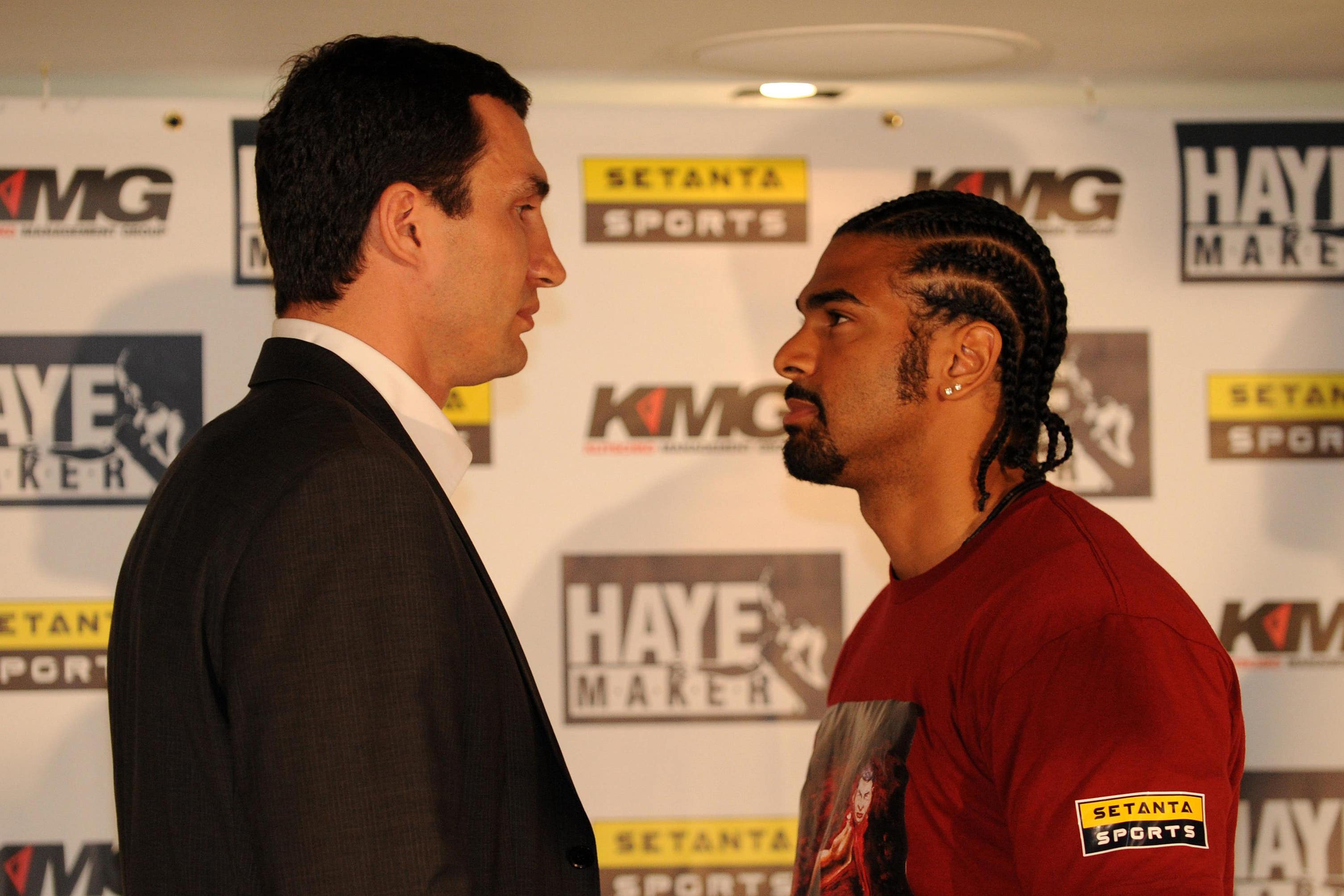 David Haye, right, was beaten by Wladimir Klitschko (Ian Nicholson/PA)