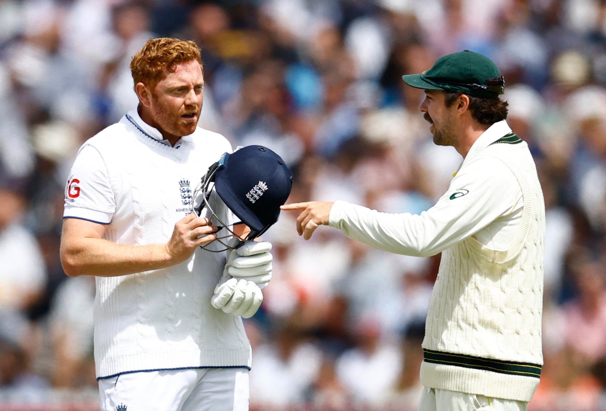 Jonny Bairstow (left) has been accused of hypocrisy by Australia’s Travis Head