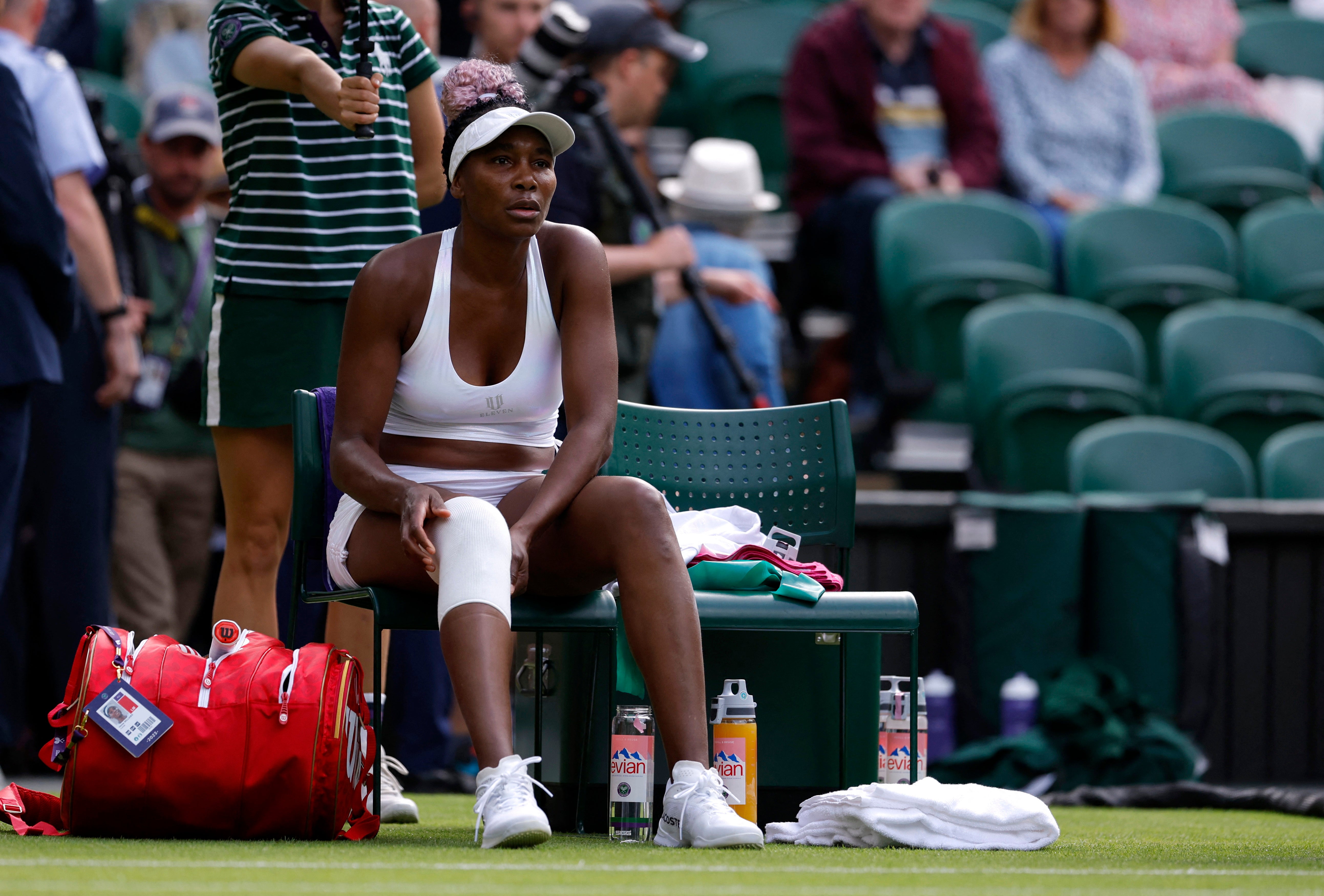 The American valiantly played on, but struggled to move freely at the back of the court