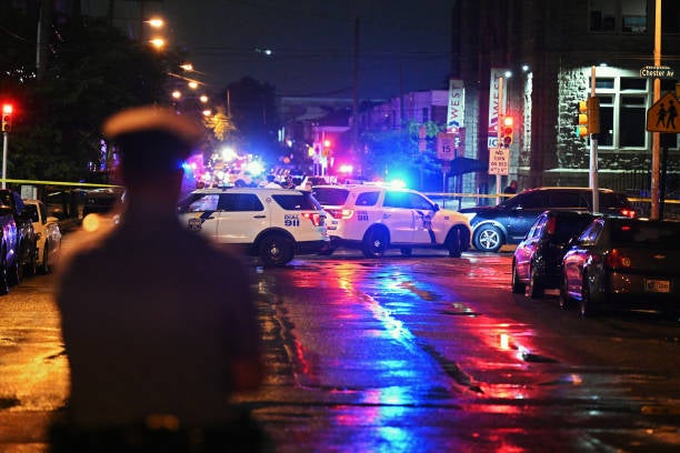 Police work the scene of a shooting on 3 July 2023 in Philadelphia, Pennsylvania