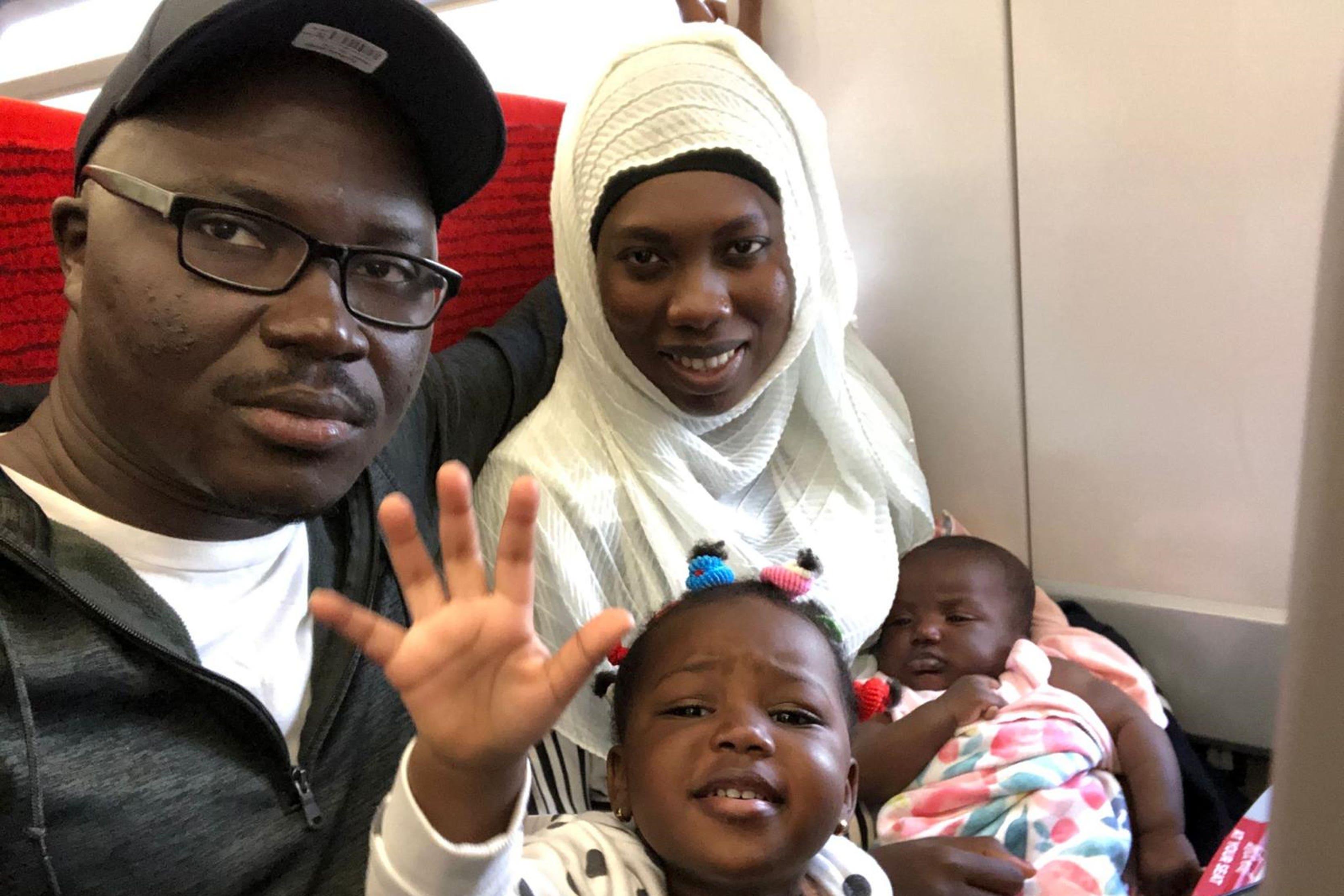 Aboubacarr Drammeh with his wife Fatoumatta Hydara and their daughters, Fatimah and Naeemah Drammeh