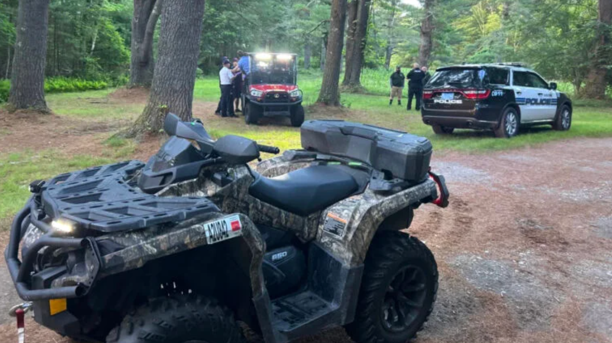 Police are pictured near the scene where Emma Tetewsky was found