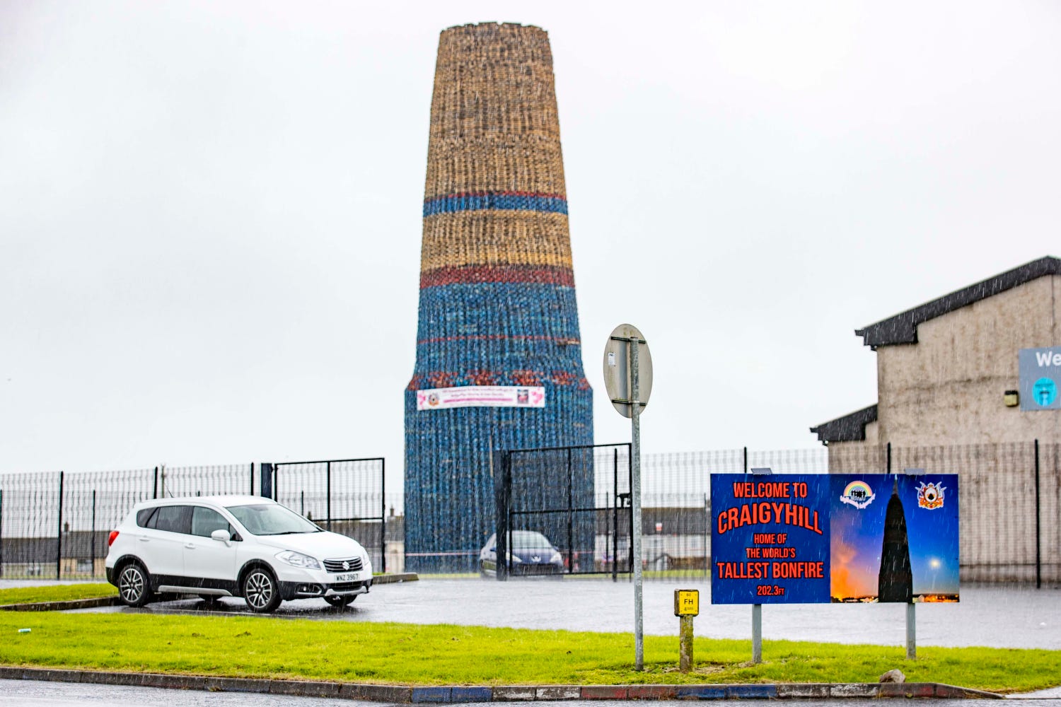 The bonfire in Larne (Liam McBurney/PA)