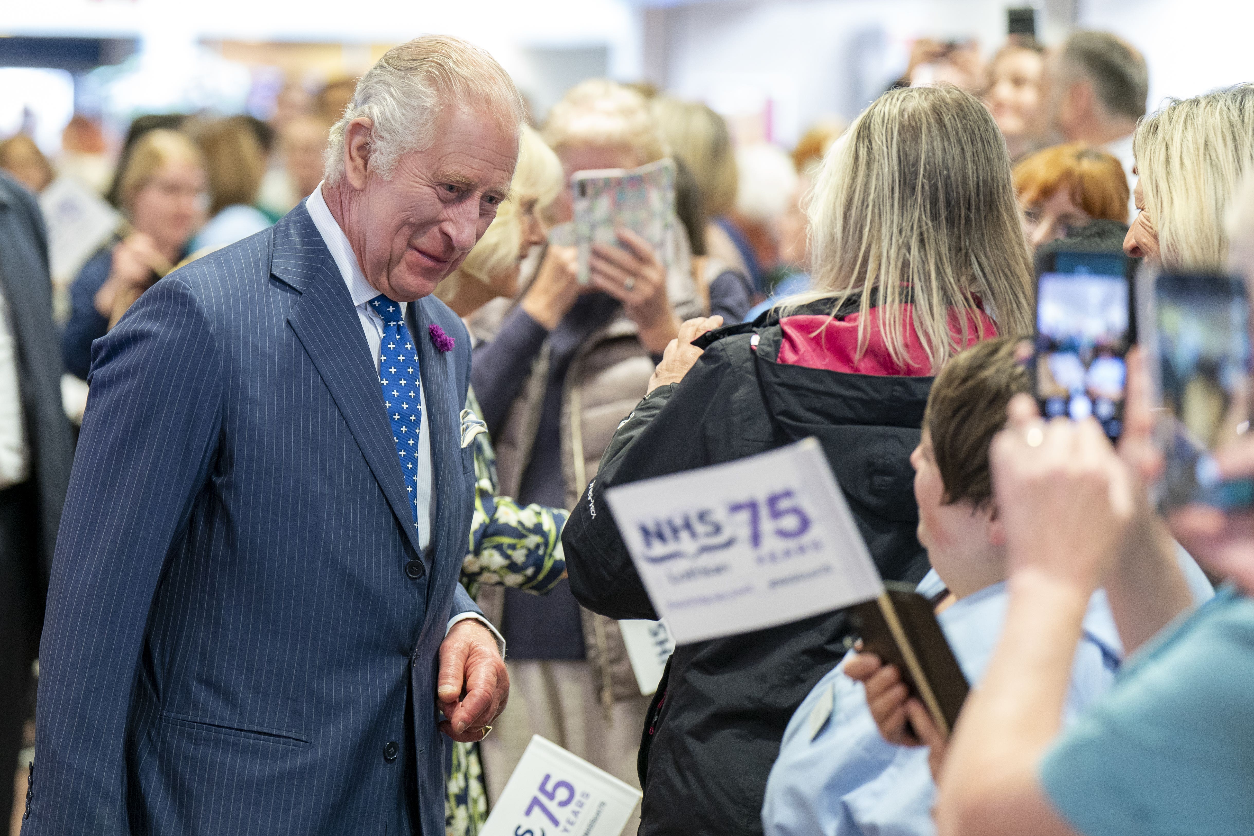 The King visits the Royal Infirmary of Edinburgh, to celebrate 75 years of the NHS as part of the first Holyrood Week since his coronation (PA)