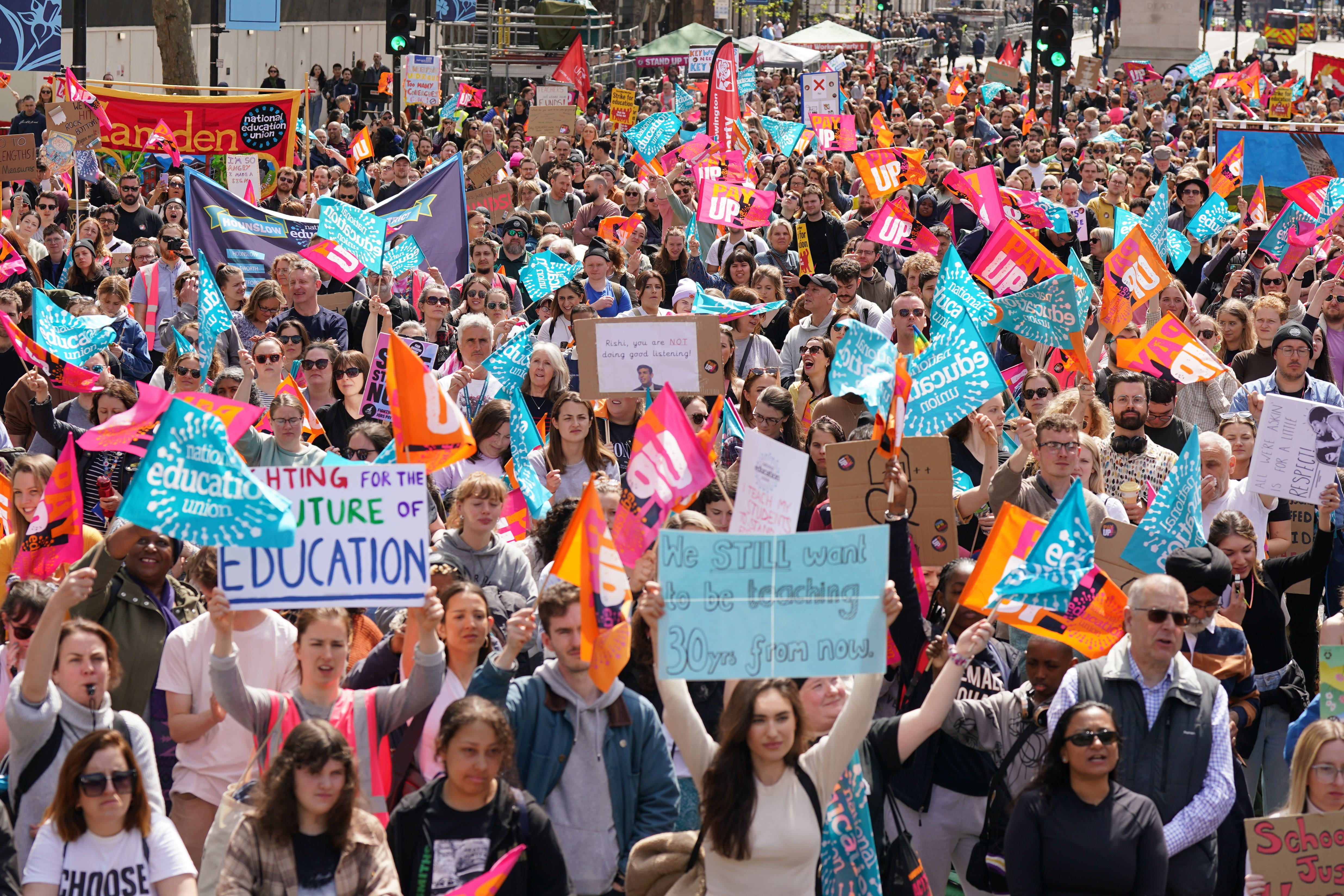 During the most recent strikes on May 2, Department for Education data suggests that 50% of state schools in England were open but restricting attendance (PA)