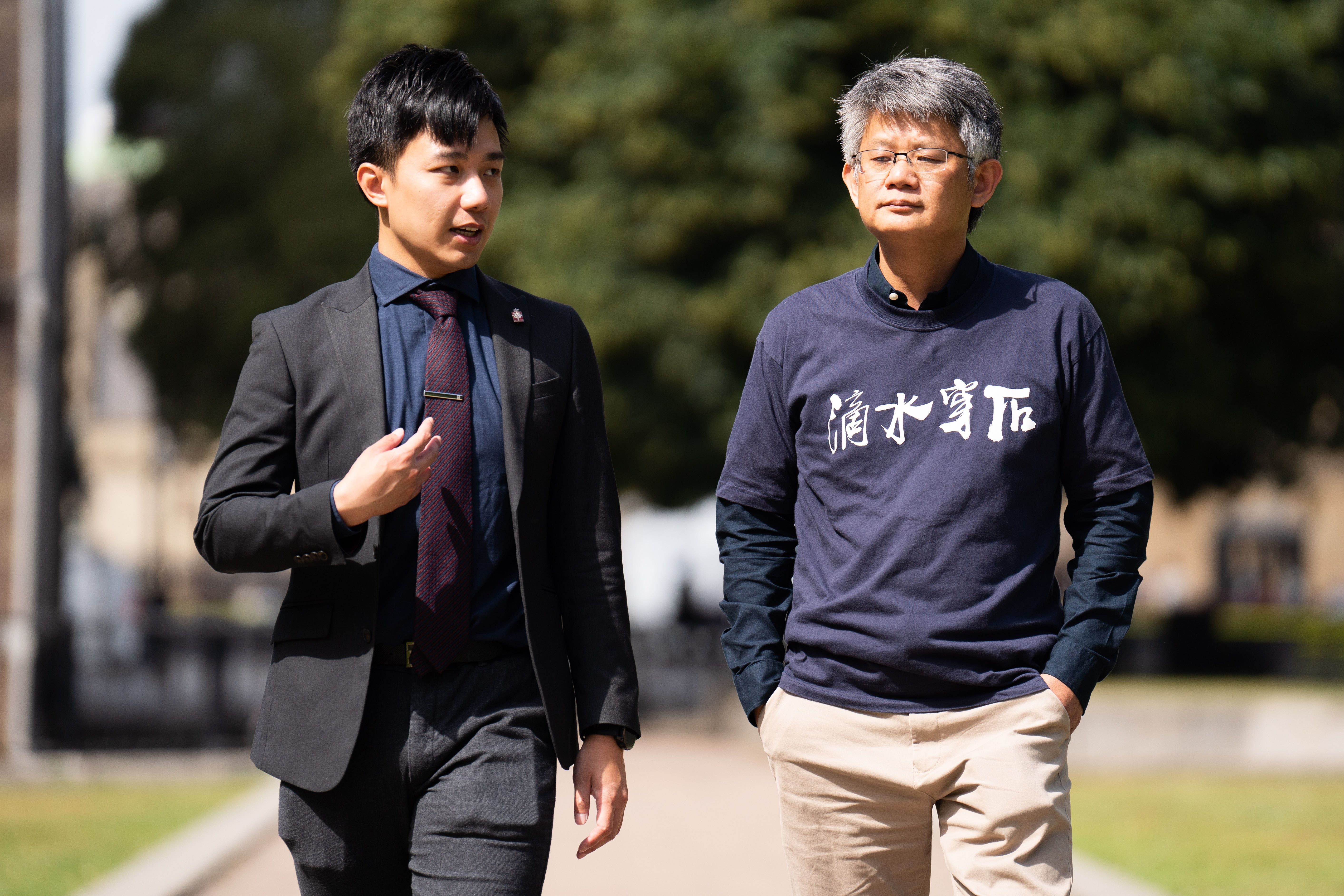 Hong Kong pro-democracy activists Finn Lau (left) and Christopher Mung live in exile in the UK (James Manning/PA)