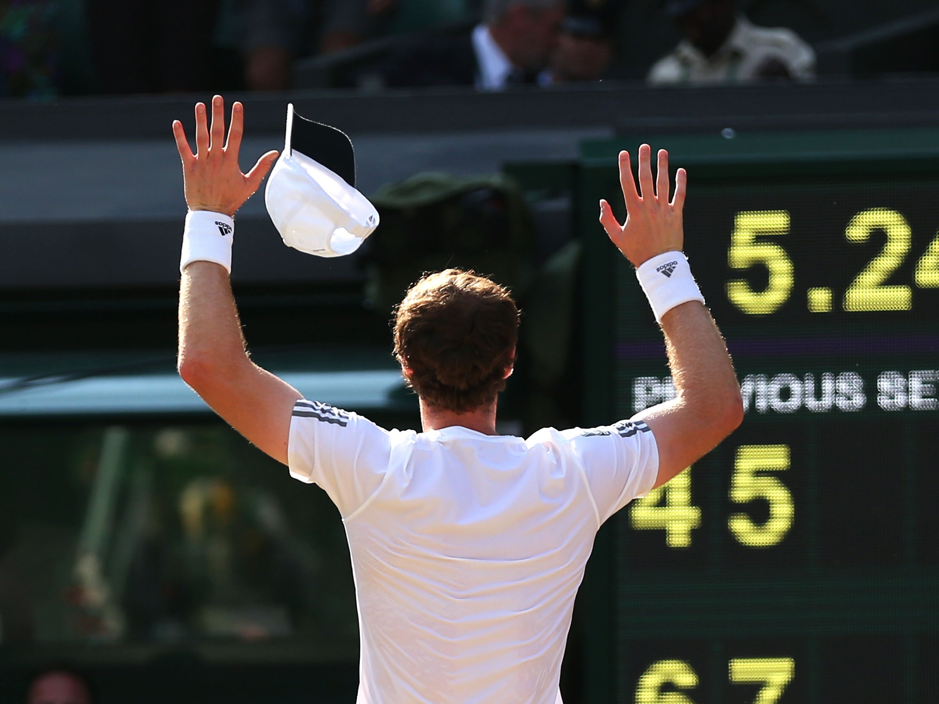 The very moment when Murray was crowned champion of Wimbledon for the first time