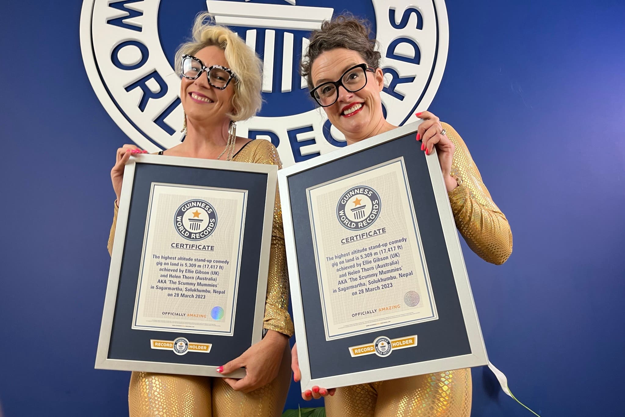 Helen Thorn and Ellie Gibson performed the feat on Mount Everest (Ellie Gibson/Guinness World Records/PA)