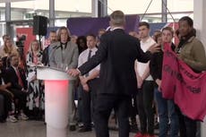 Watch moment protesters removed from Keir Starmer’s speech in Kent