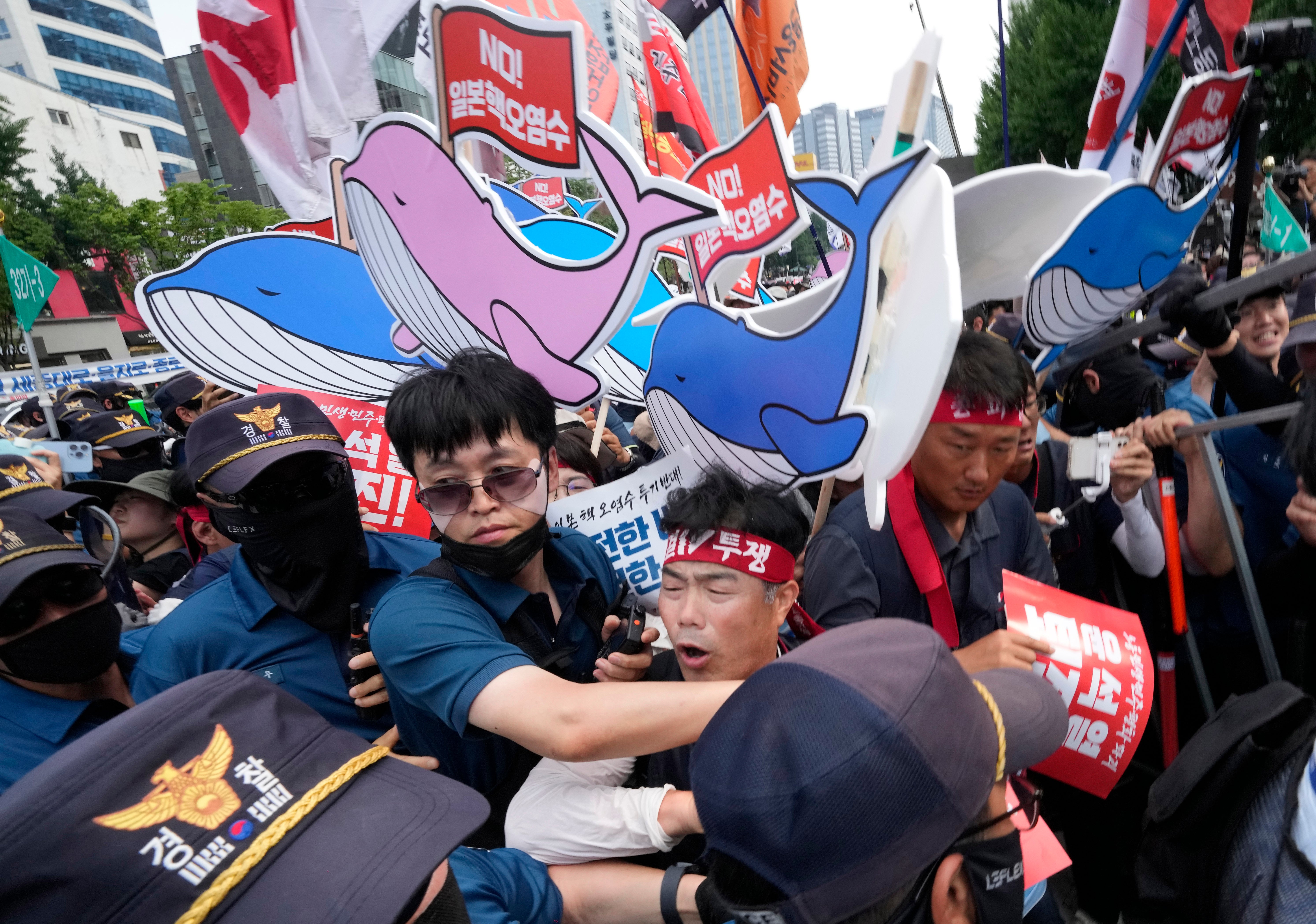 Protest in South Korea over Fukushima plant water release plans