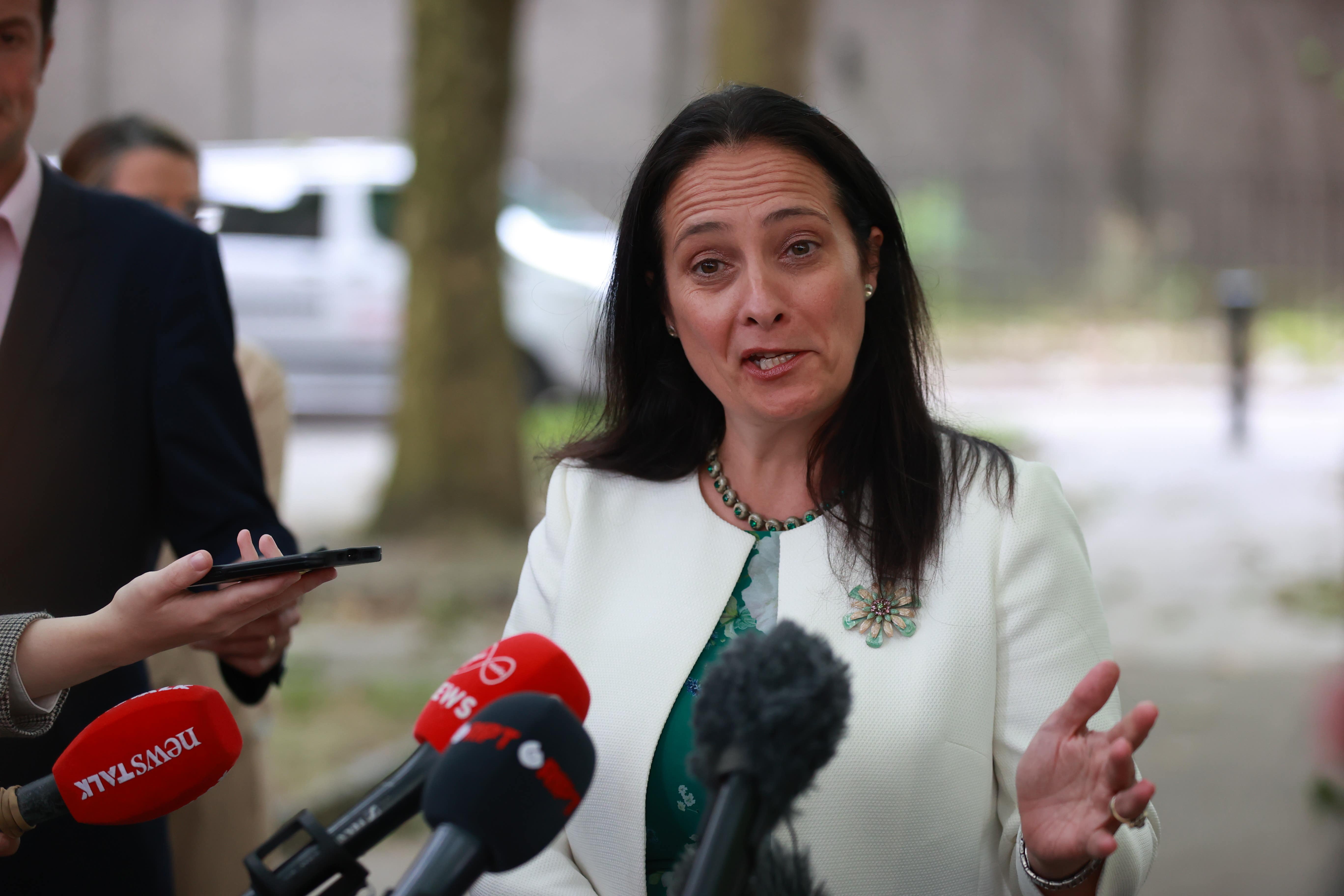 Media Minister Catherine Martin speaking to the media (Liam McBurney/PA)