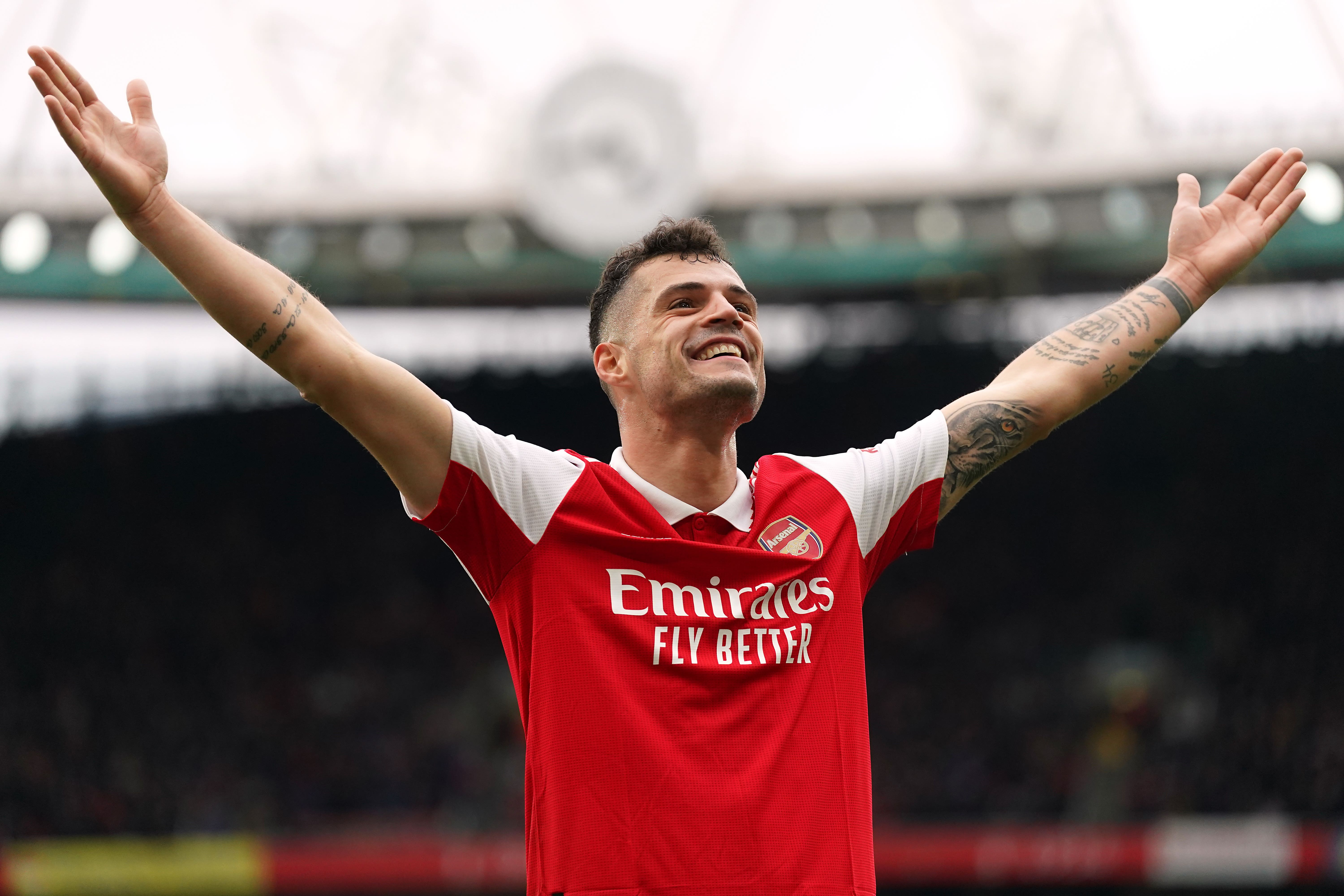 Granit Xhaka has left Arsenal to join Bayer Leverkusen (Adam Davy/PA)