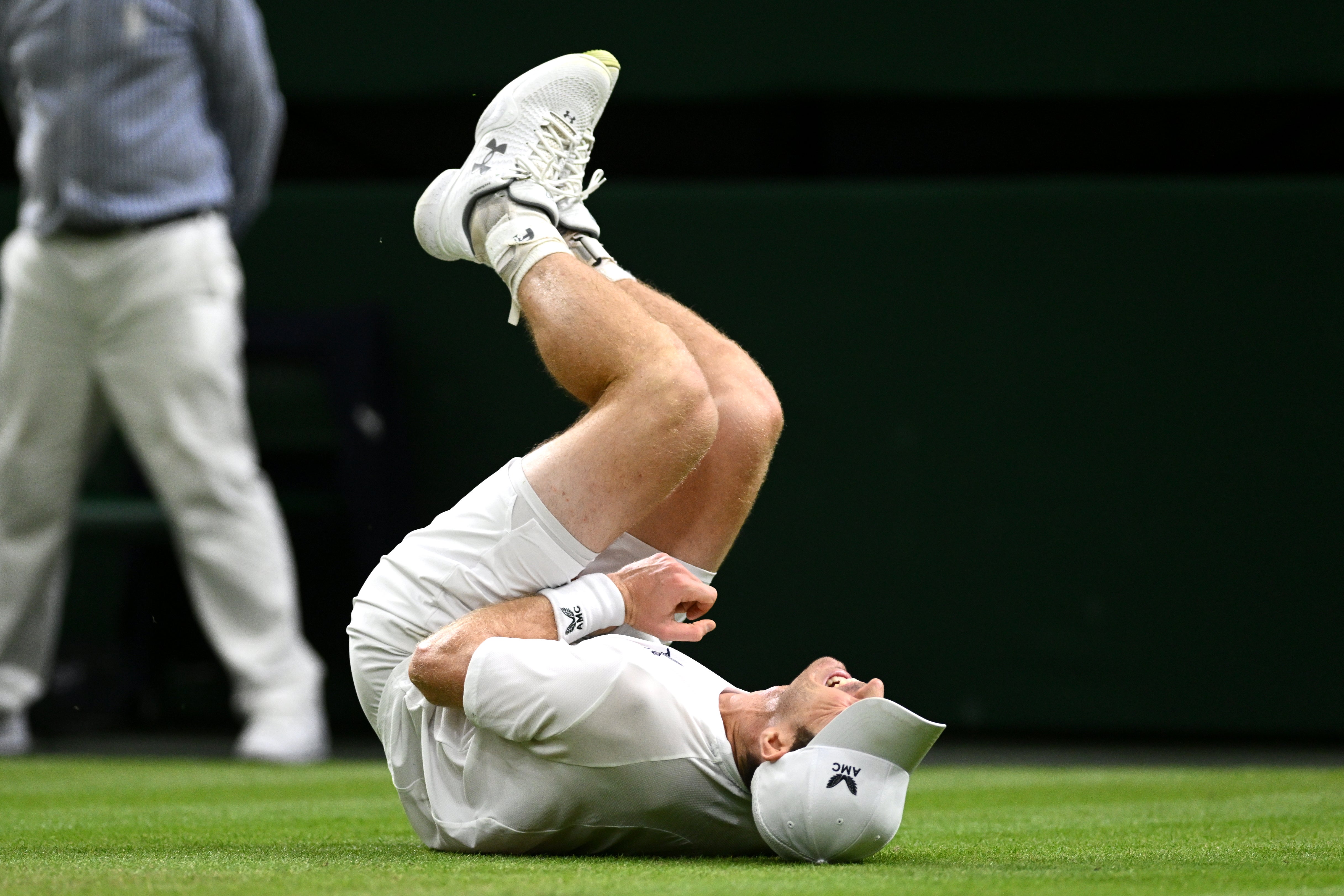 Murray appeared to suffer a groin injury while serving for the third set