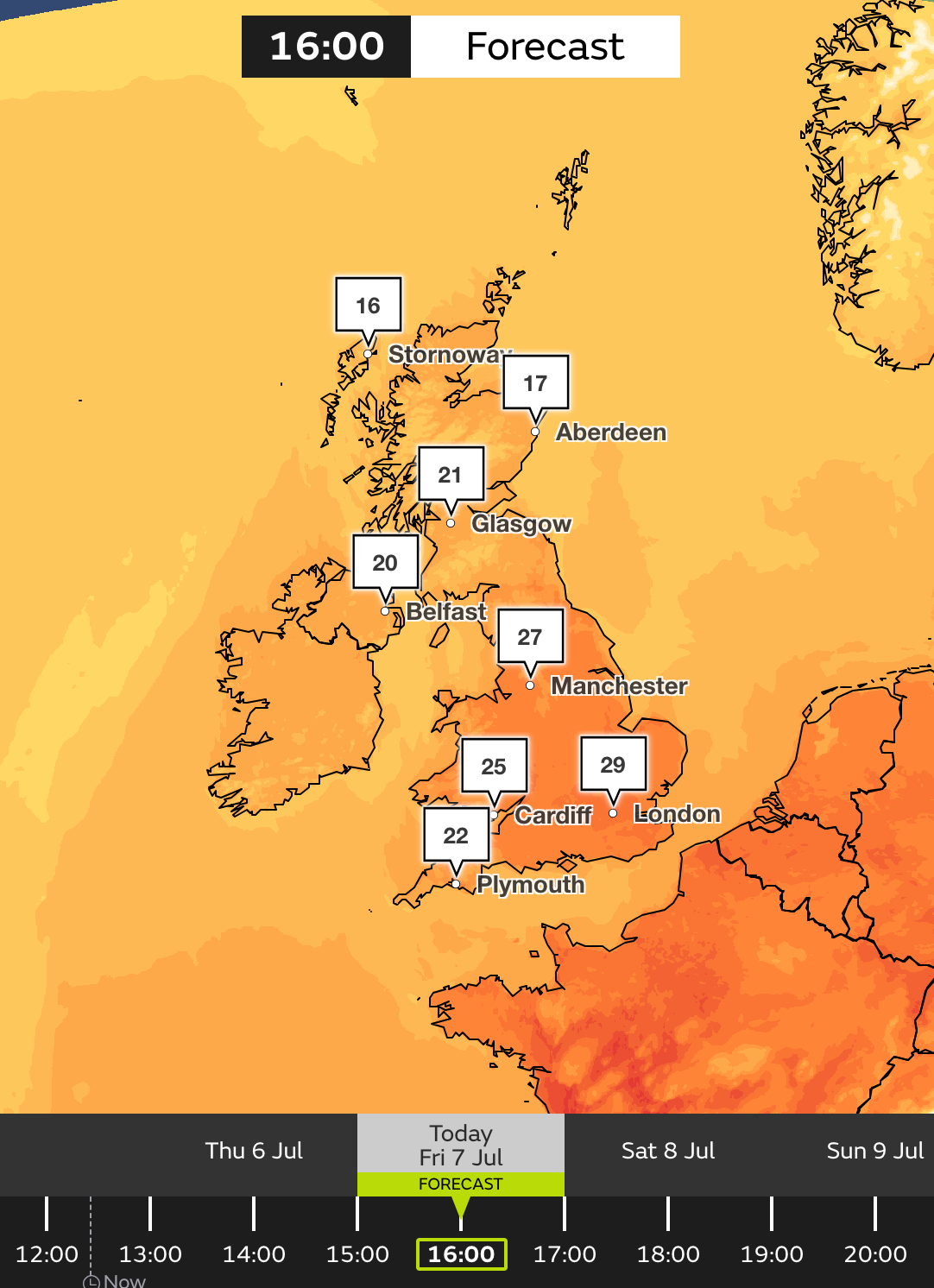 Temperatures are forecast to reach highs of 29C in London on Friday