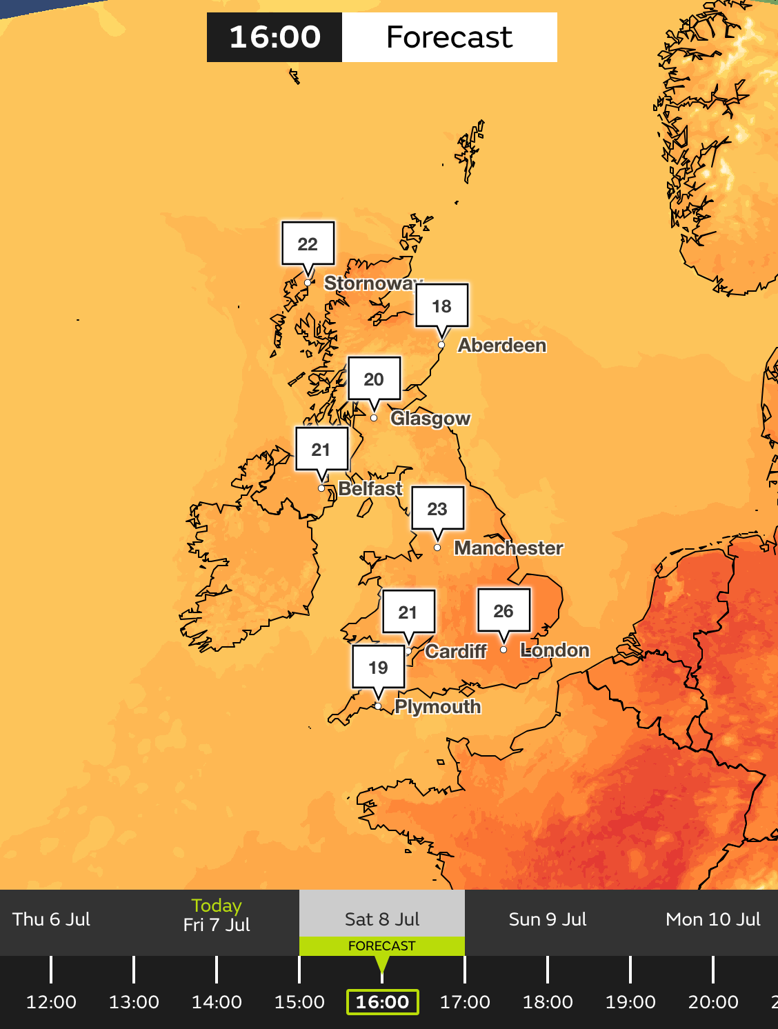 The mercury will dip a little lower on Saturday, with a warm 23C in Manchester