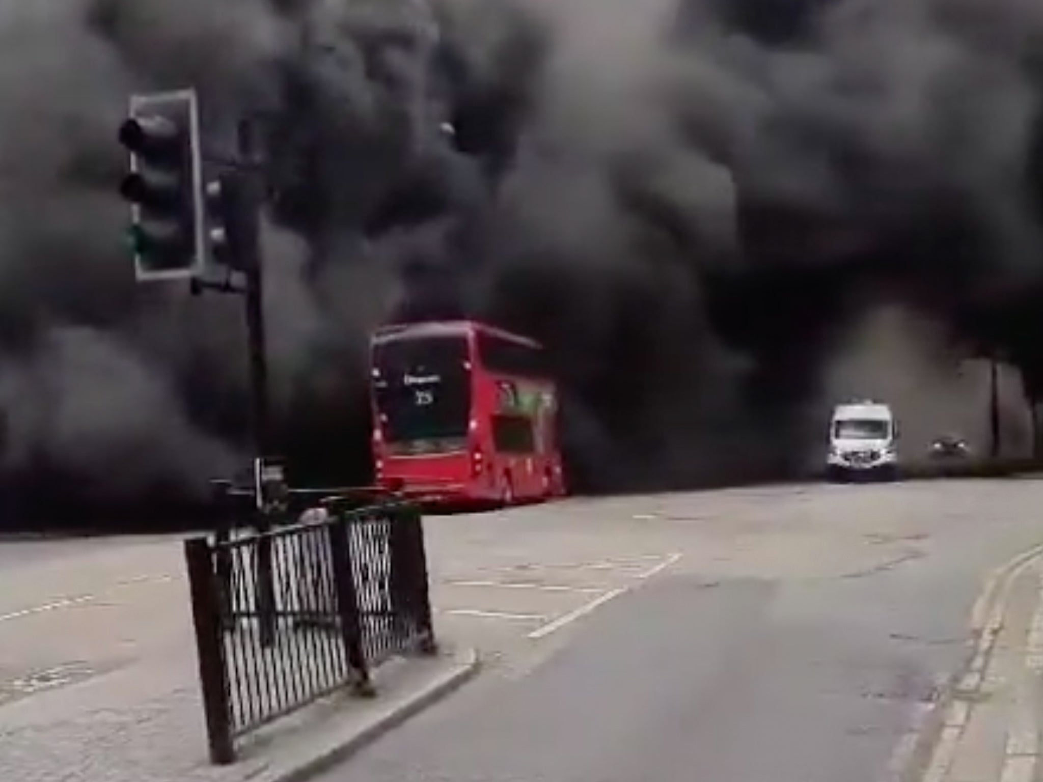 ‘Thick black smoke’ cloaked surrounding roads