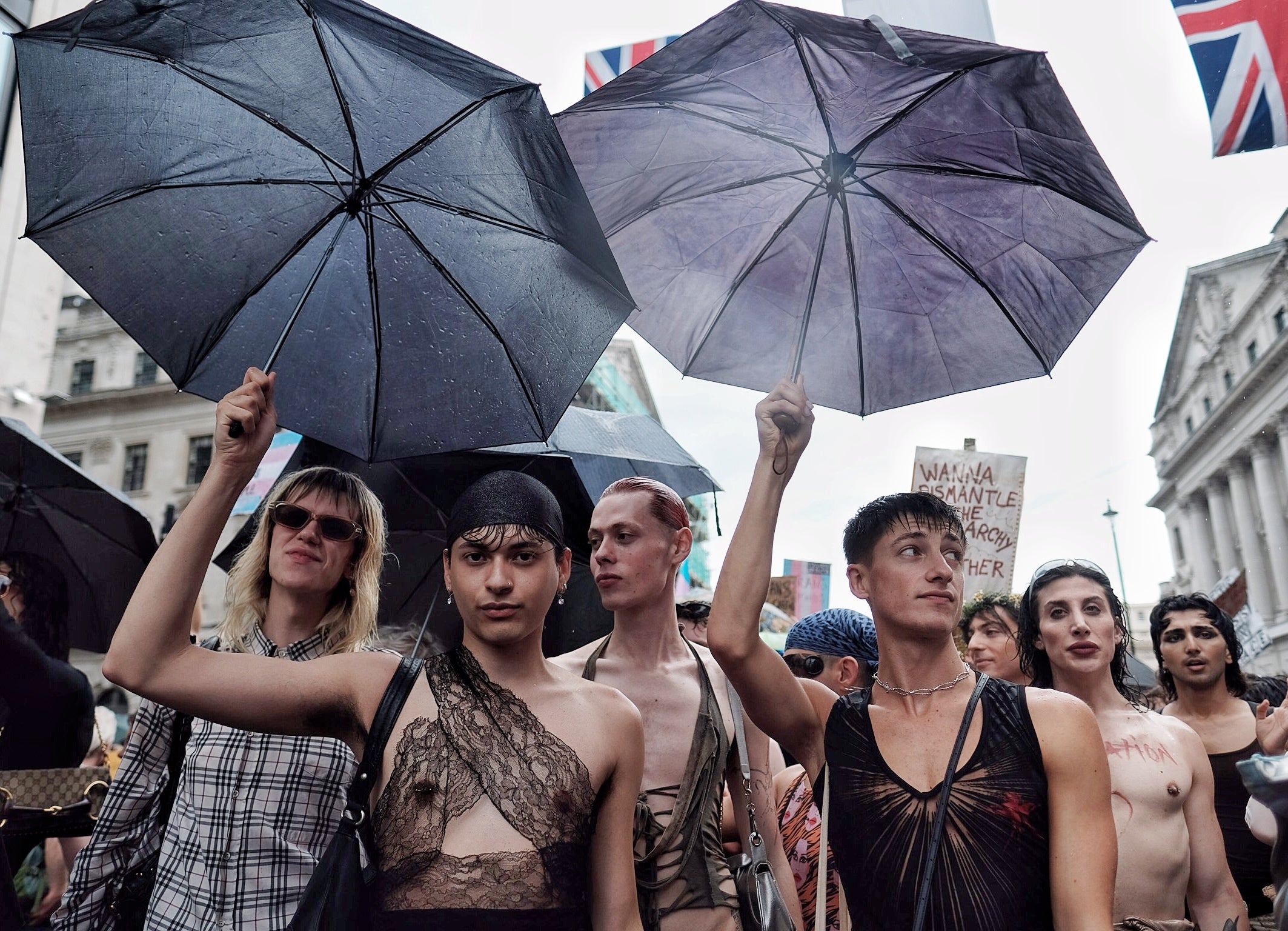 Some marchers have come prepared for the wet weather