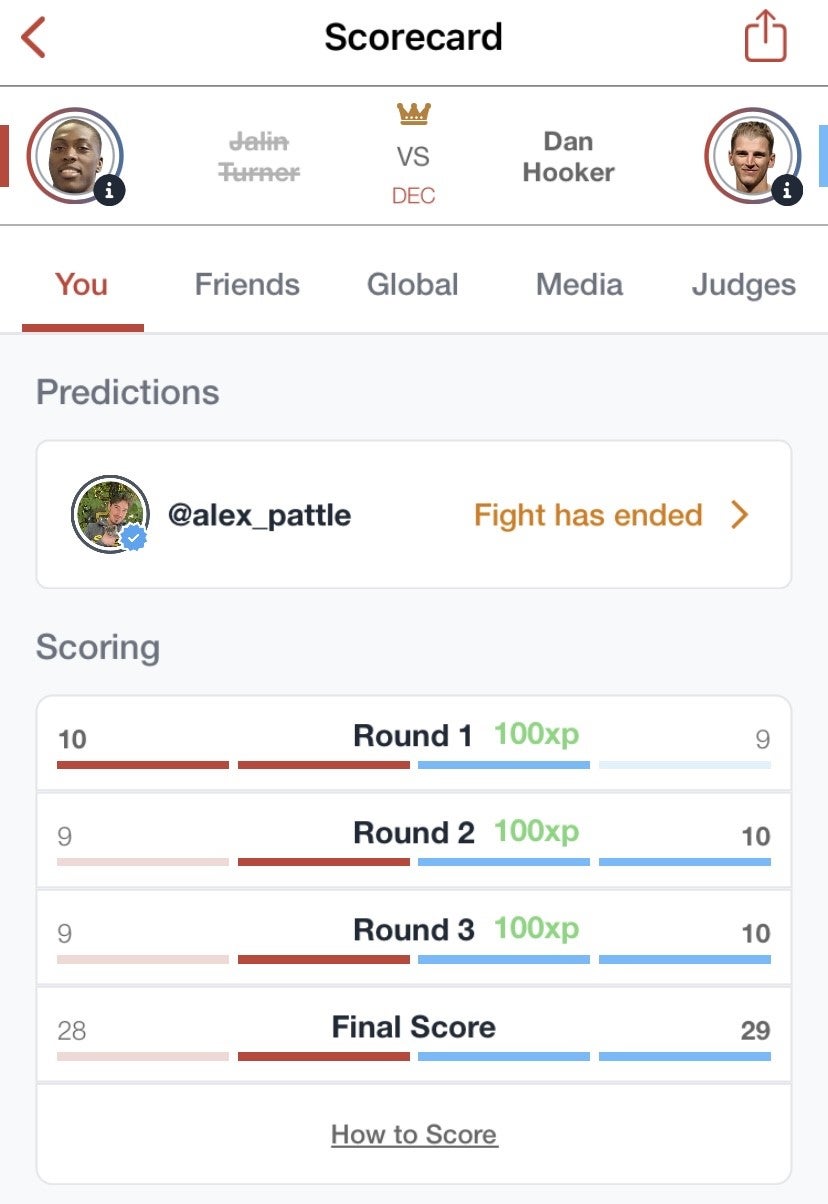 Indy Sport’s Verdict scorecard for Dan Hooker vs Jalin Turner at UFC 290