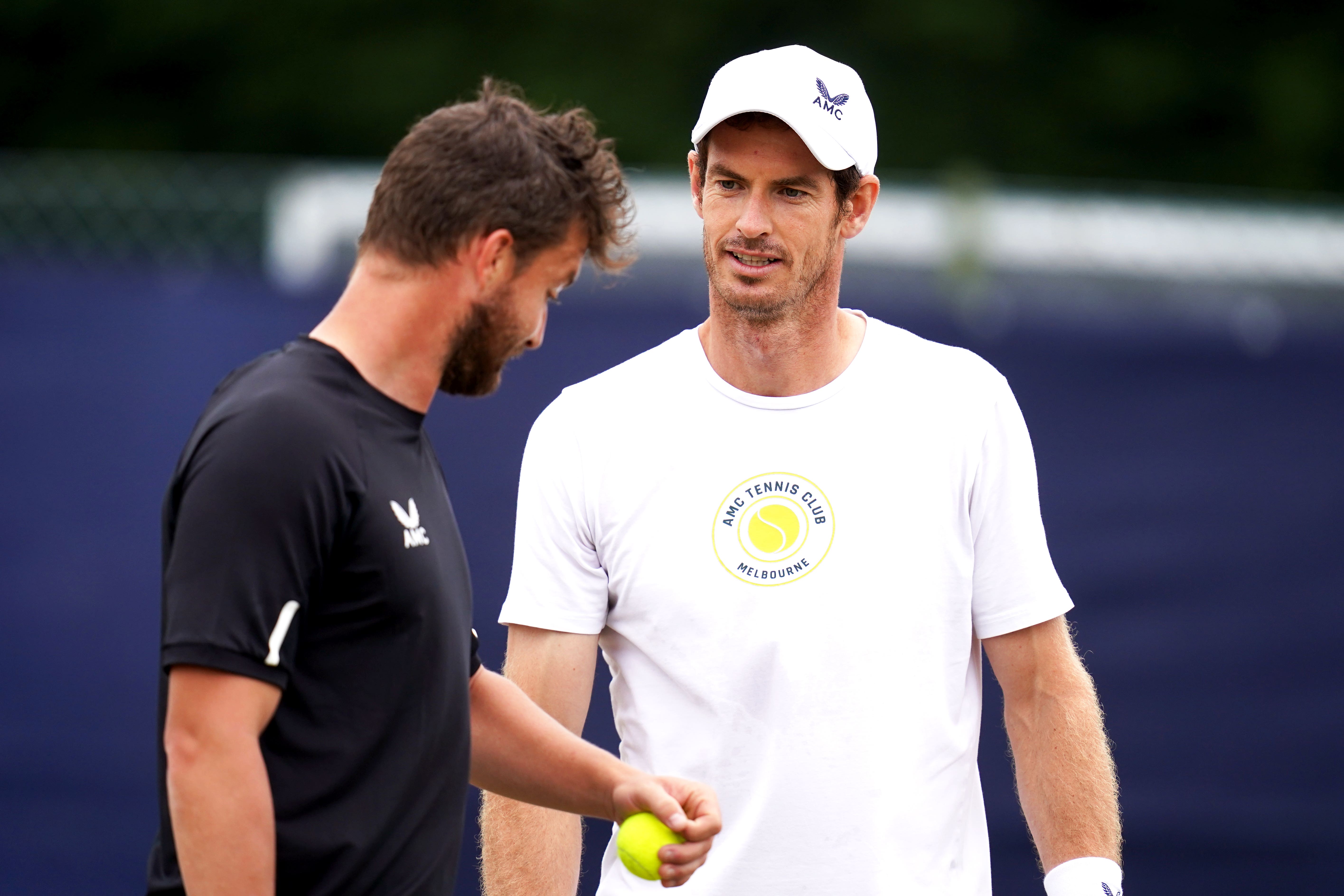 Coach Jonny O’Mara, left, on court with Andy Murray (John Walton/PA)